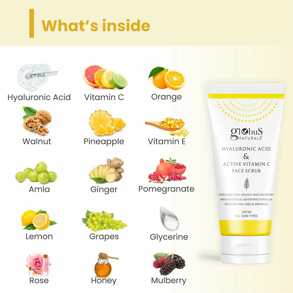 Globus Naturals Hyaluronic Acid & Vitamin C Anti Ageing Face Scrub - Image 6