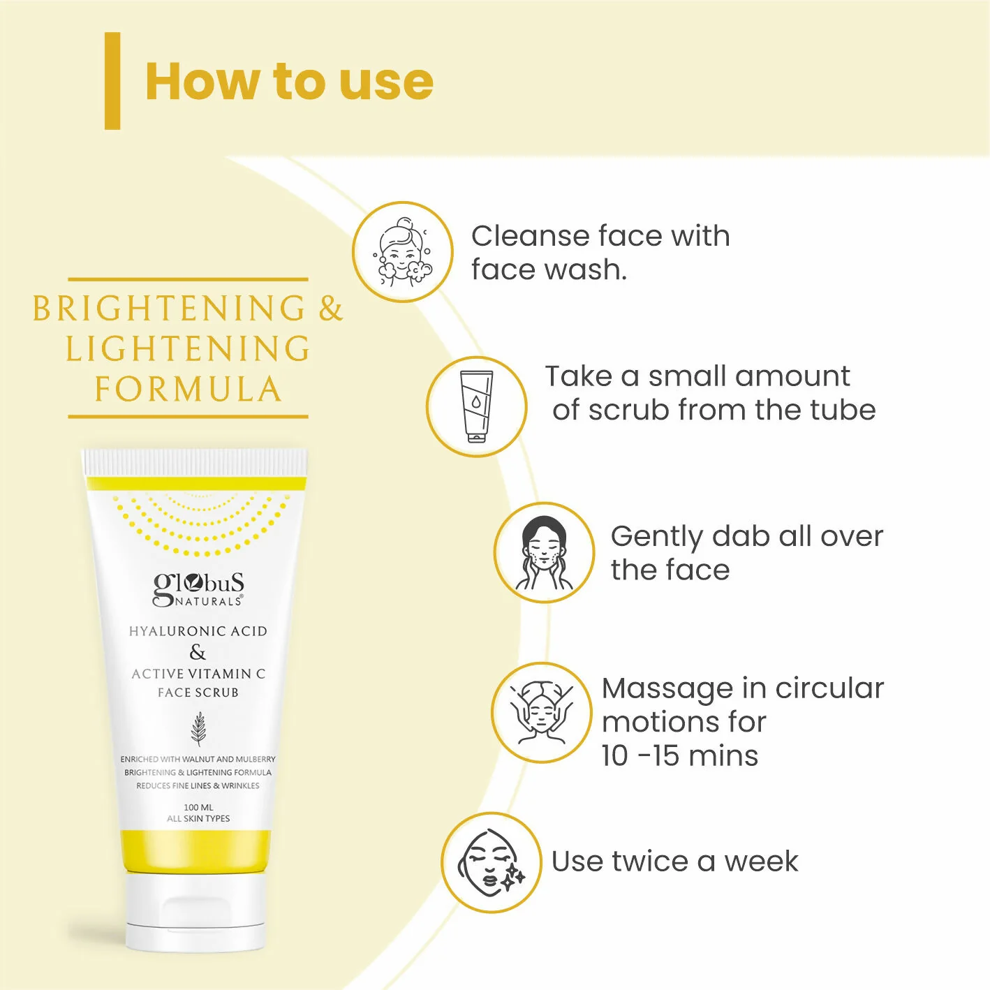 Globus Naturals Hyaluronic Acid & Vitamin C Anti Ageing Face Scrub - Image 7