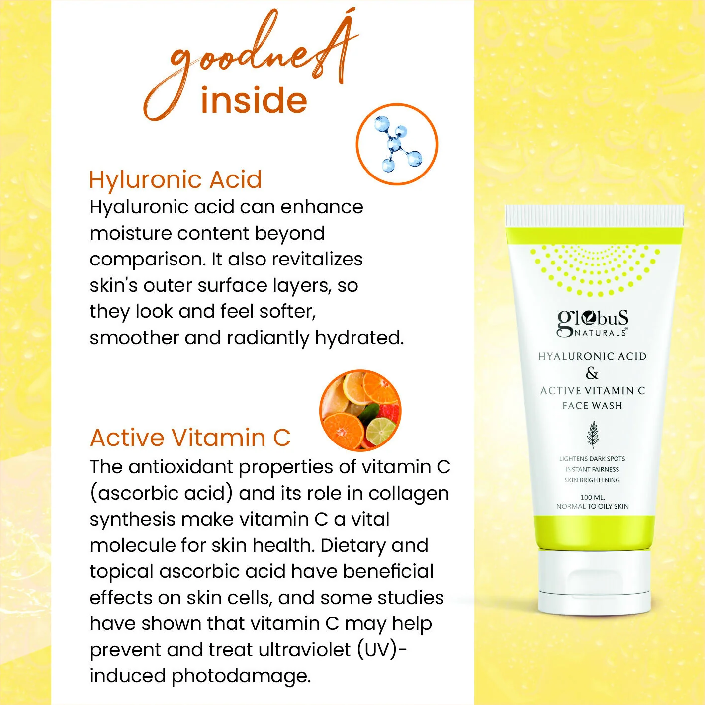Globus Naturals Hyaluronic Acid & Vitamin C Face Wash - Image 5