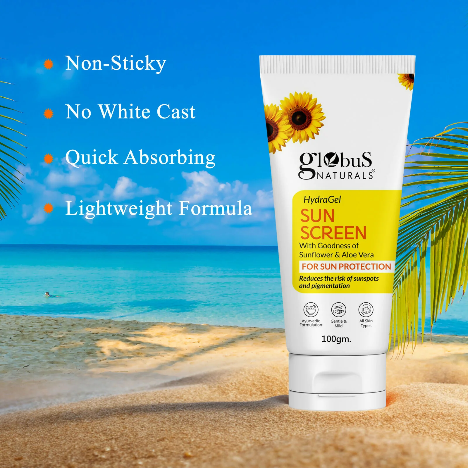 Globus Naturals Hydra Gel Sunscreen With Goodness of Sunflower & AloeVera For Sun Protection All Skin Types - Image 7