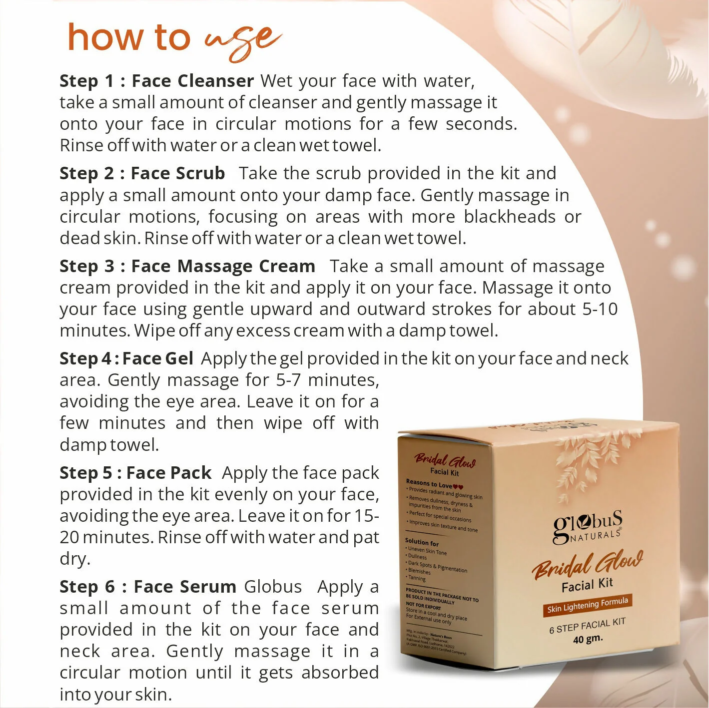 Globus Naturals Illuminating Bridal Glow 6 Step Facial Kit - Image 6