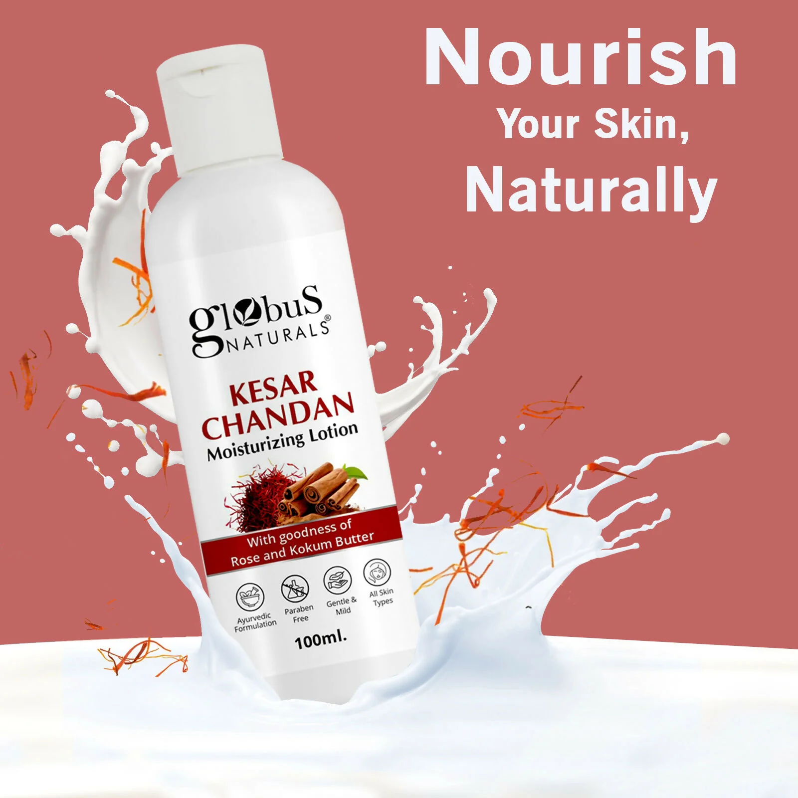 Globus Naturals Kesar Chandan Moisturizing Body Lotion For Silky Soft, Smooth, Radiant Skin, All Skin Types - Image 4