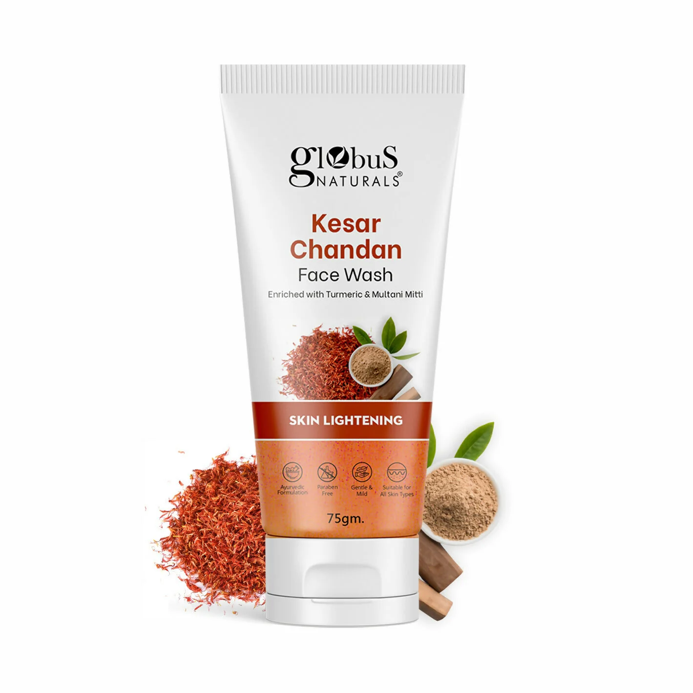 Globus Naturals Kesar Chandan Skin Lightening & Tan Removal Face wash, Suitable For All Skin Types - Image 3