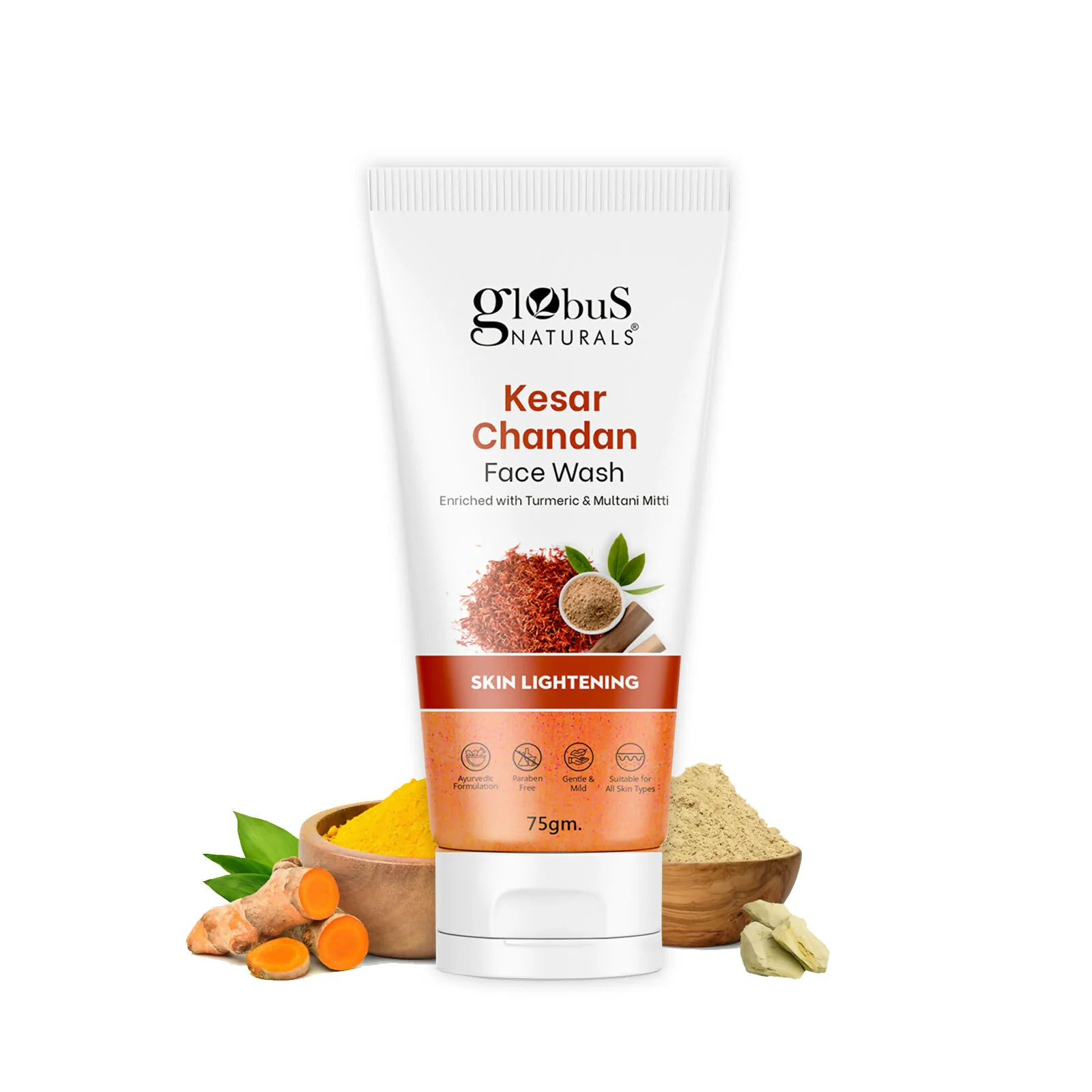 Globus Naturals Kesar Chandan Skin Lightening & Tan Removal Face wash, Suitable For All Skin Types - Image 4