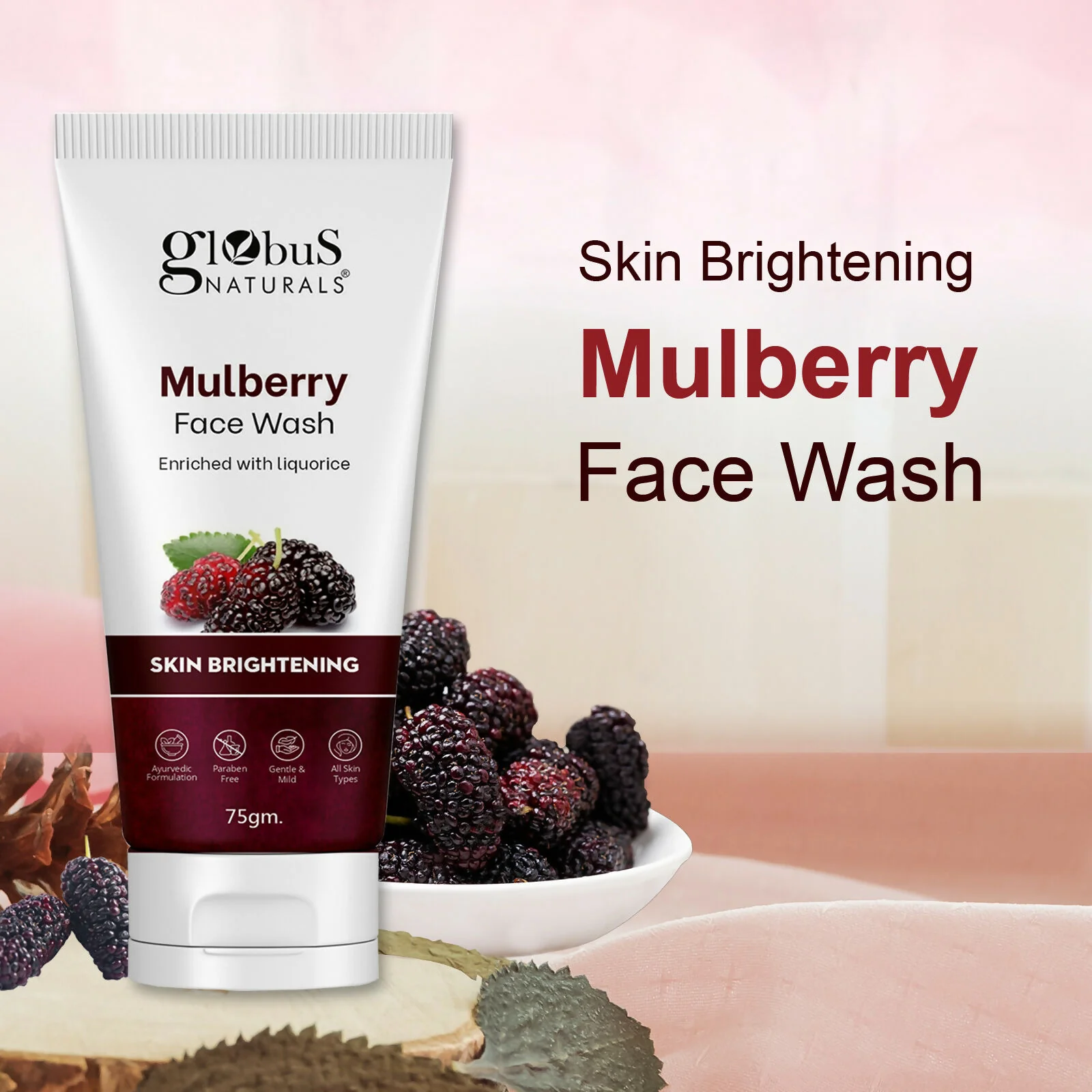 Globus Naturals Mulberry Fairness Face Wash, Suitable For All Skin Types - Image 5