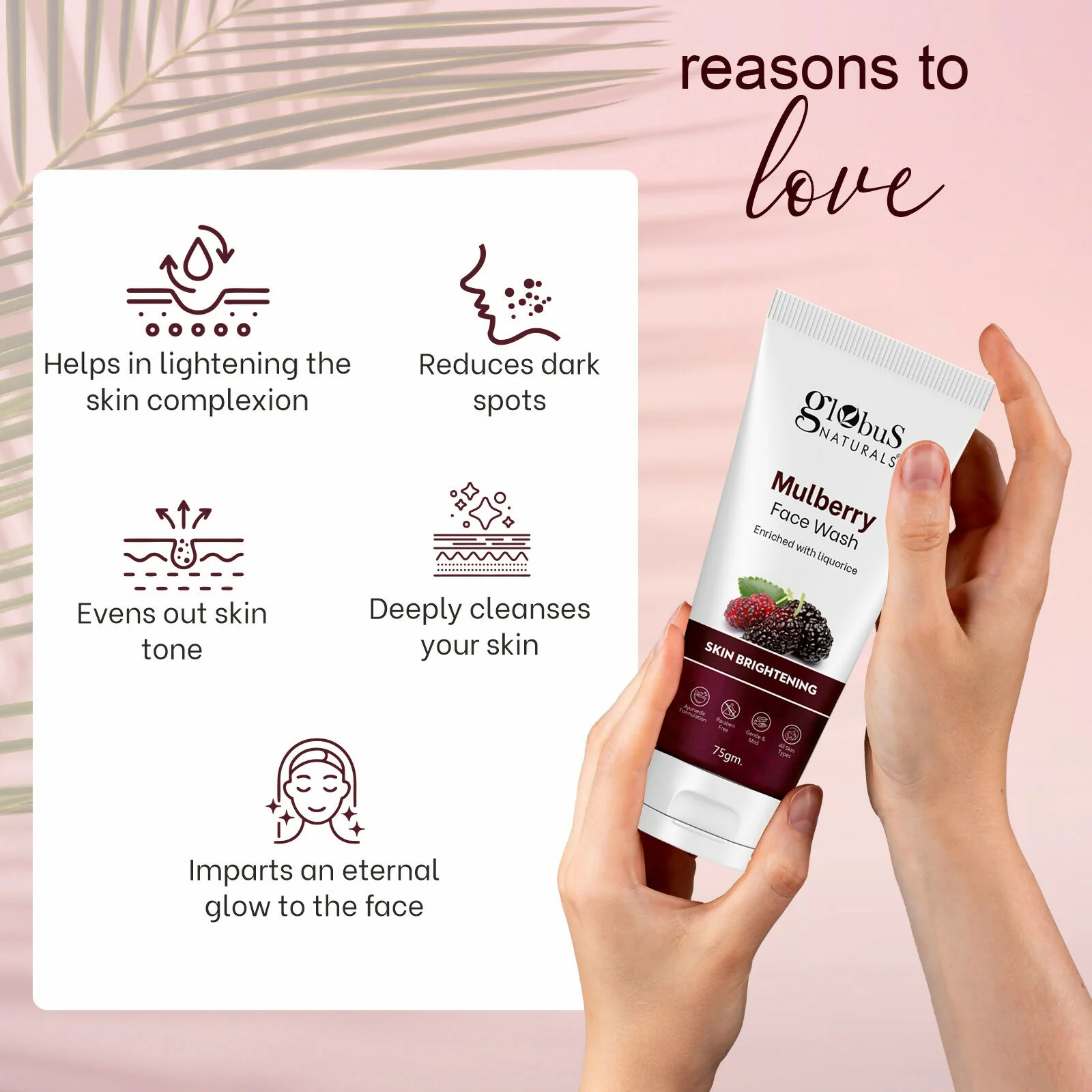 Globus Naturals Mulberry Fairness Face Wash, Suitable For All Skin Types - Image 7