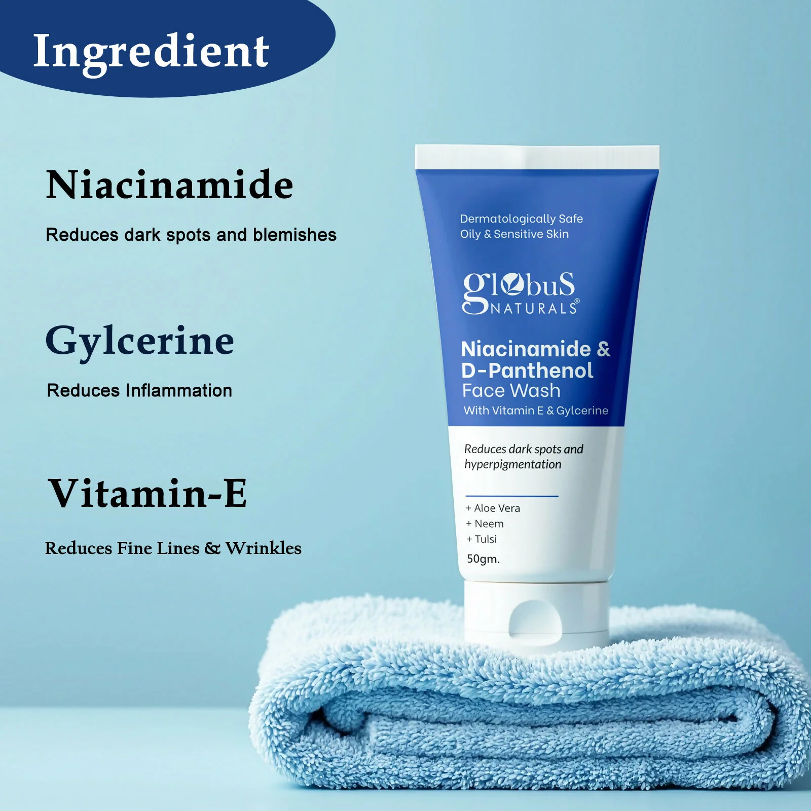 Globus Naturals Niacinamide & D-Panthenol Face Wash with Vitamin E & Glycerine - Image 6