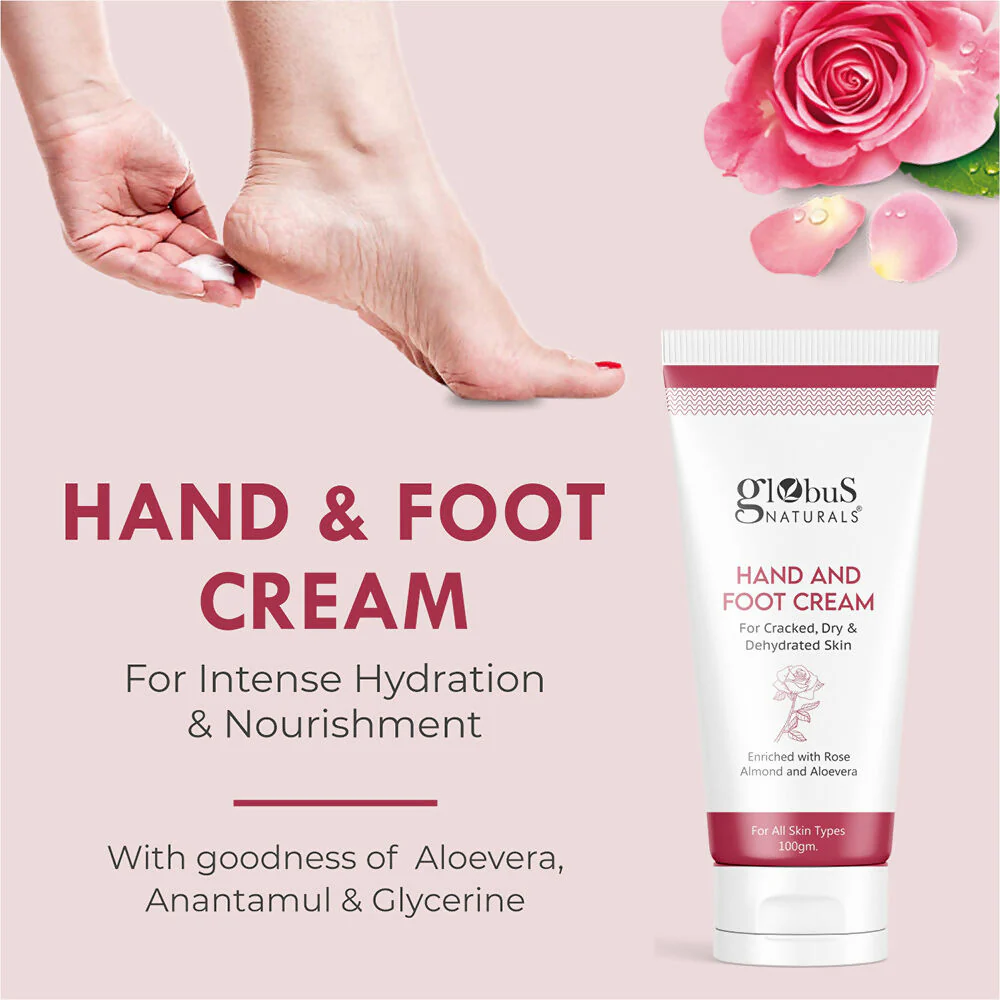 Globus Naturals Nourishing Hand & Foot Cream, Enriched with Rose & Anantmool - Image 2