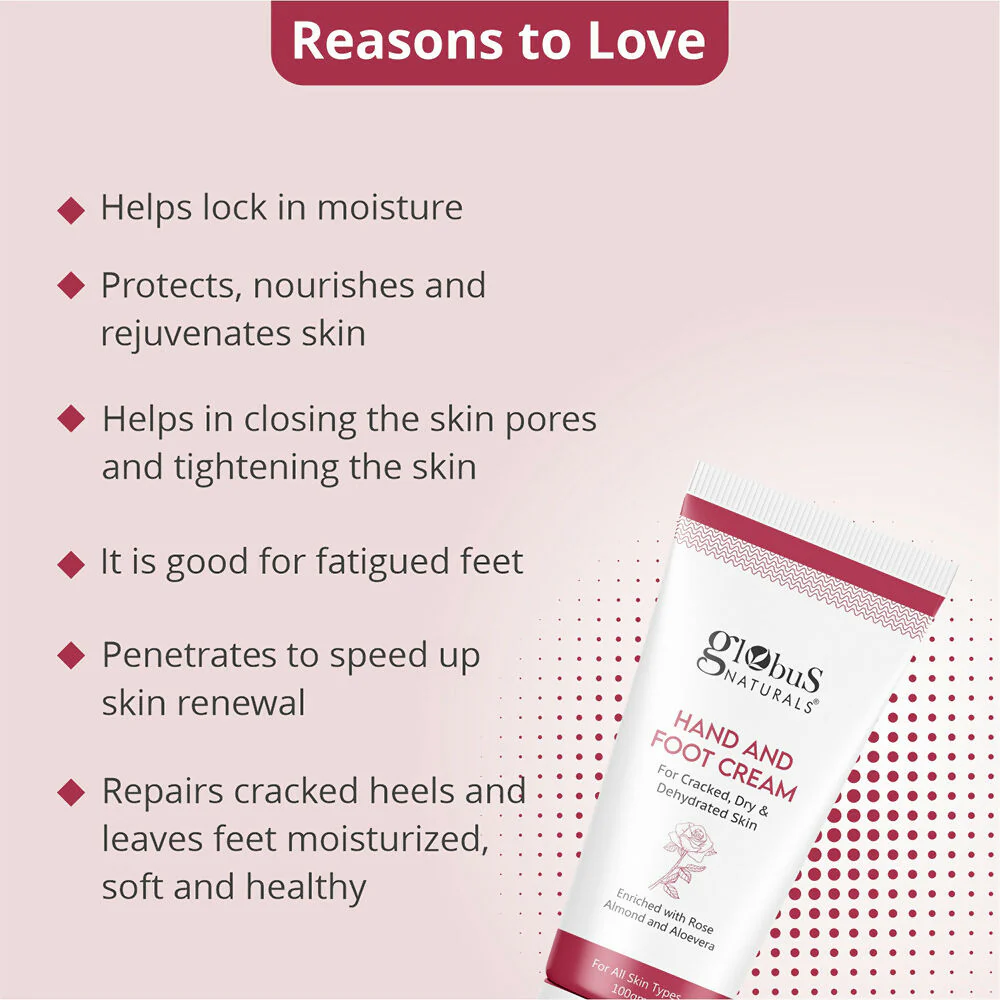 Globus Naturals Nourishing Hand & Foot Cream, Enriched with Rose & Anantmool - Image 3