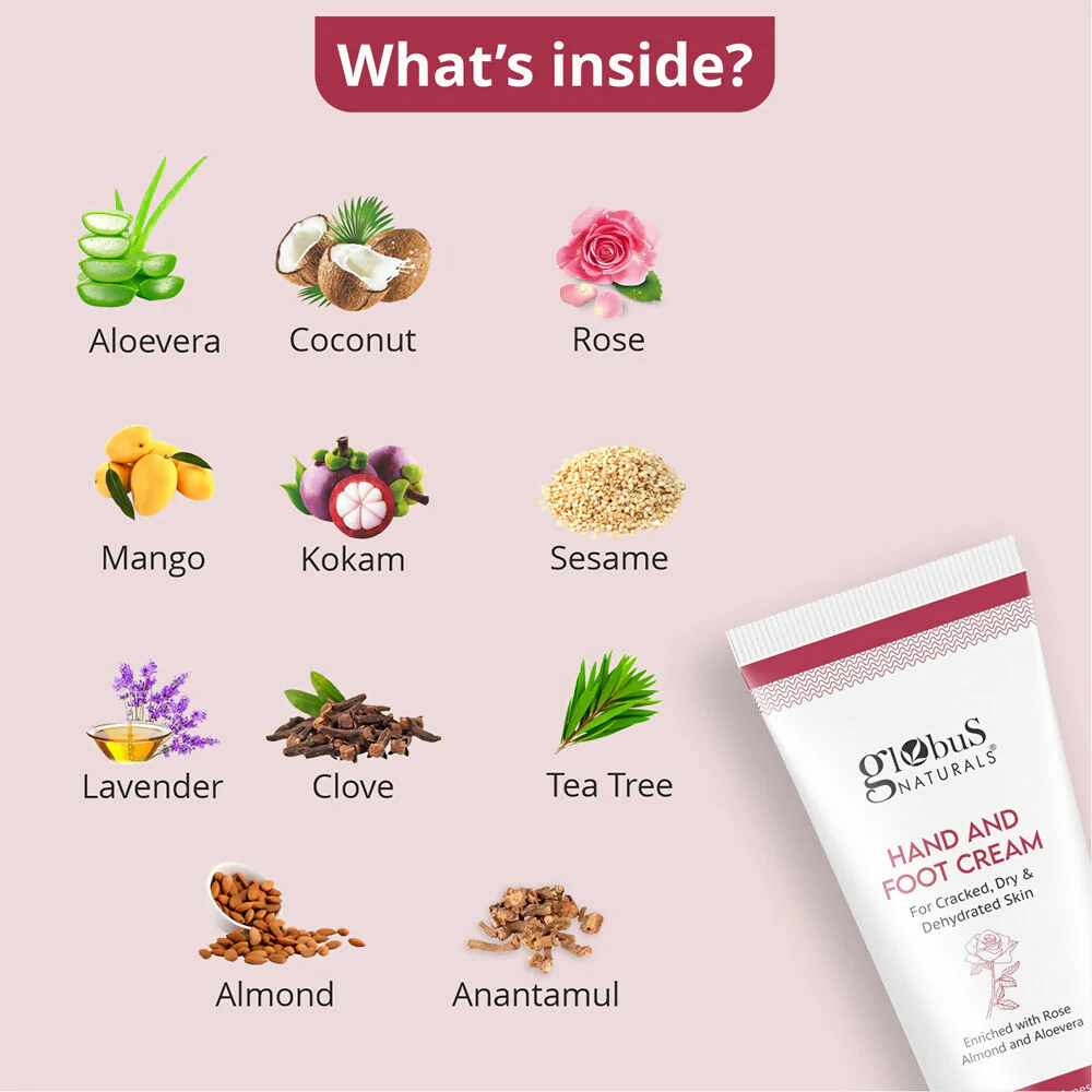 Globus Naturals Nourishing Hand & Foot Cream, Enriched with Rose & Anantmool - Image 5