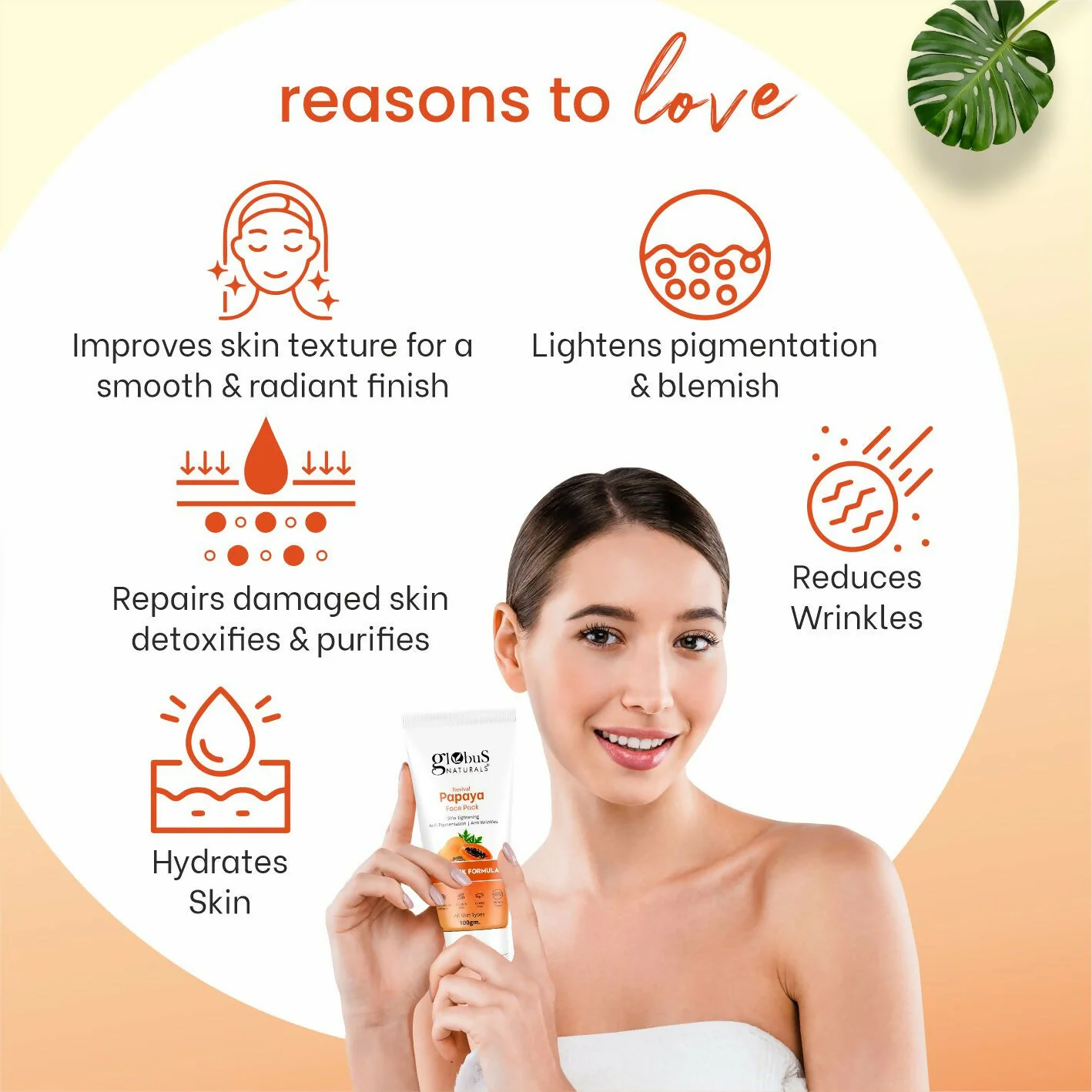 Globus Naturals Papaya Face Pack, For Tan Removal, Age Lock Formula - Image 4