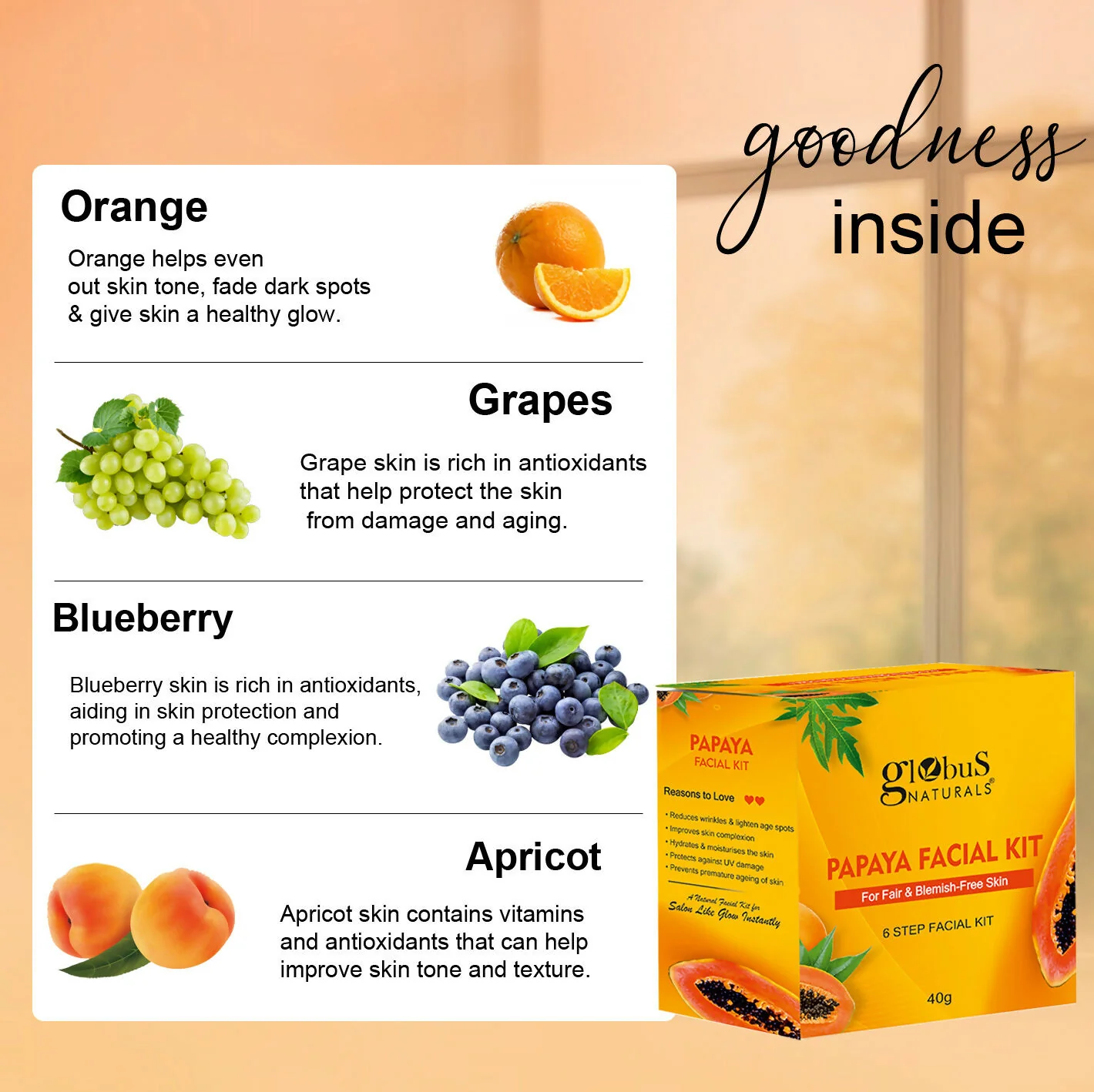 Globus Naturals Papaya Facial Kit For Blemish Free Skin & Anti-Pigmentation, 6 Steps - Image 6