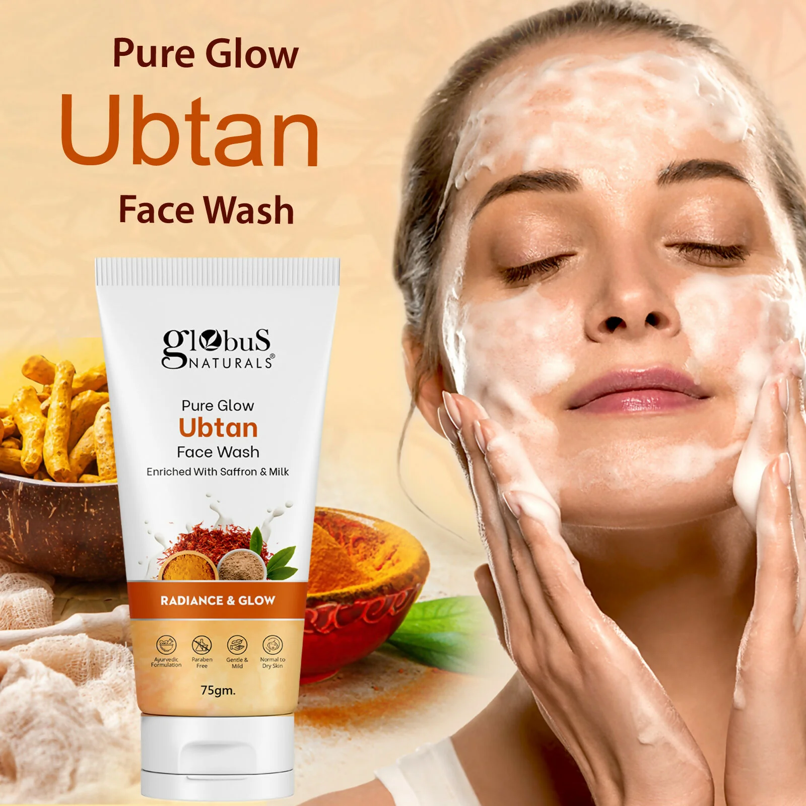 Globus Naturals Pure Glow Ubtan Face Wash - Image 4