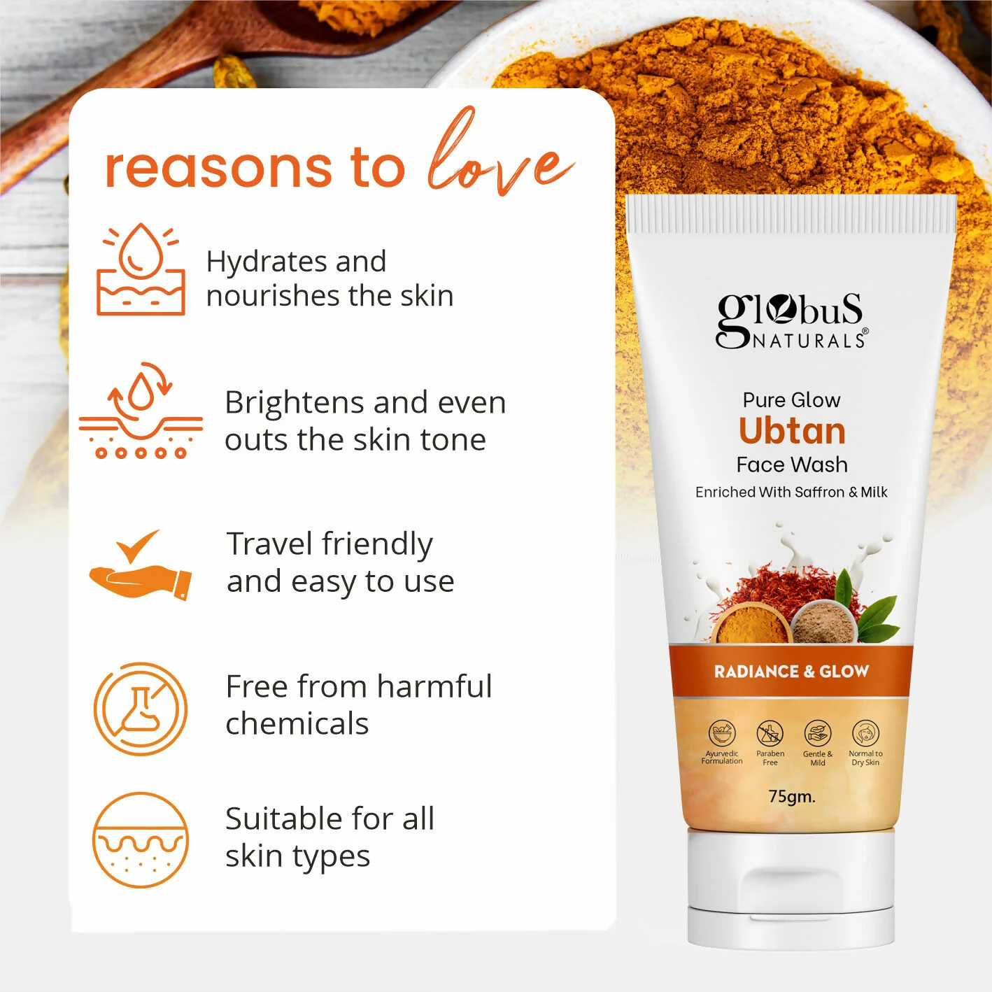 Globus Naturals Pure Glow Ubtan Face Wash - Image 6