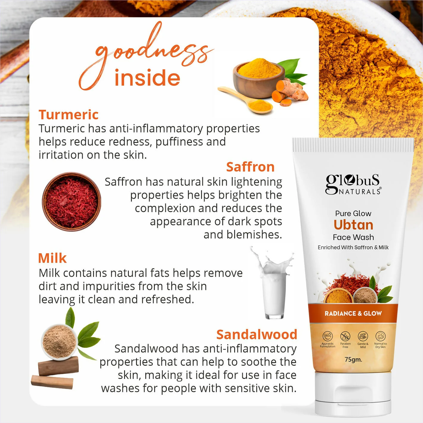 Globus Naturals Pure Glow Ubtan Face Wash - Image 7