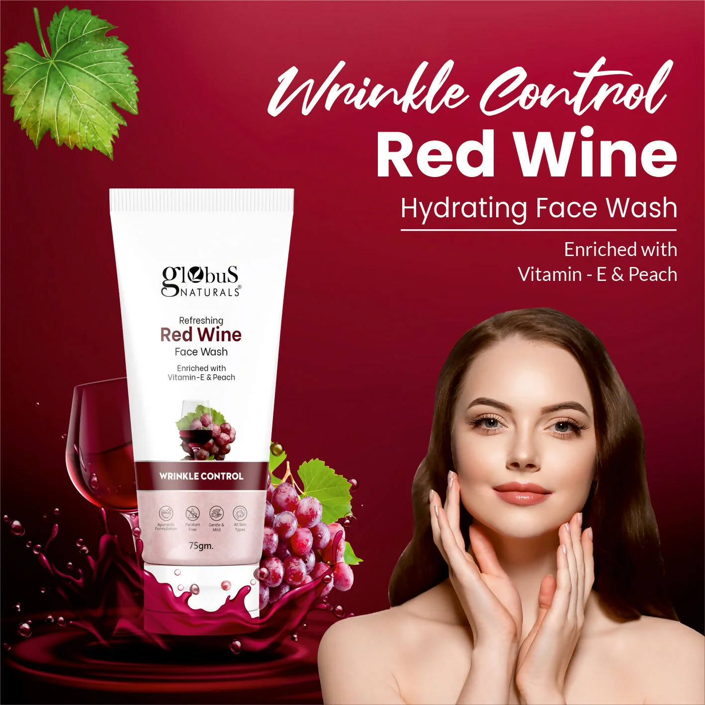 Globus Naturals Red Wine Hydrating Face Wash - Image 5