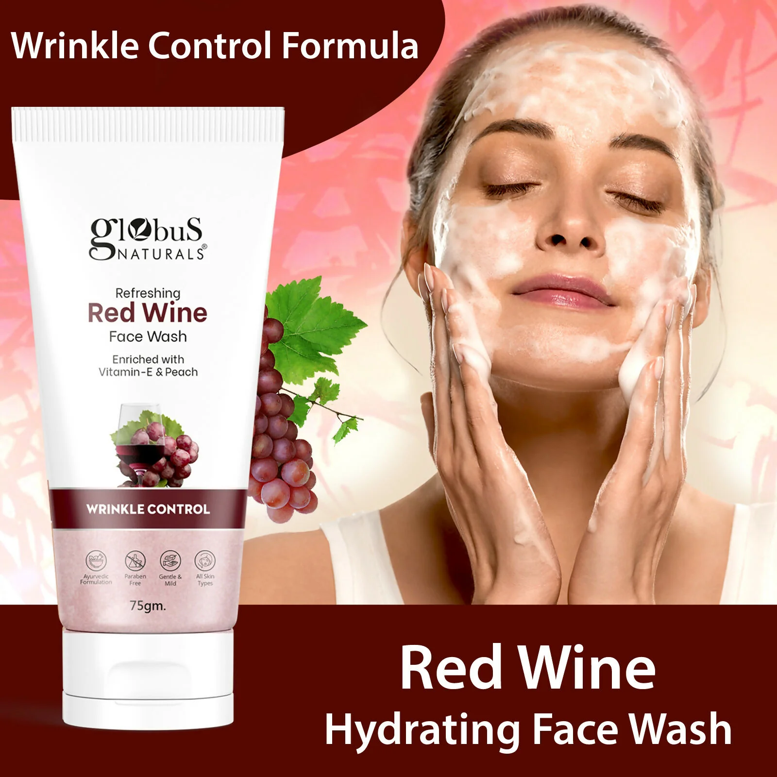 Globus Naturals Red Wine Hydrating Face Wash - Image 6