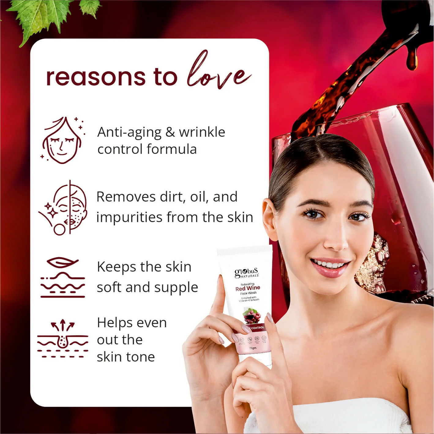 Globus Naturals Red Wine Hydrating Face Wash - Image 9