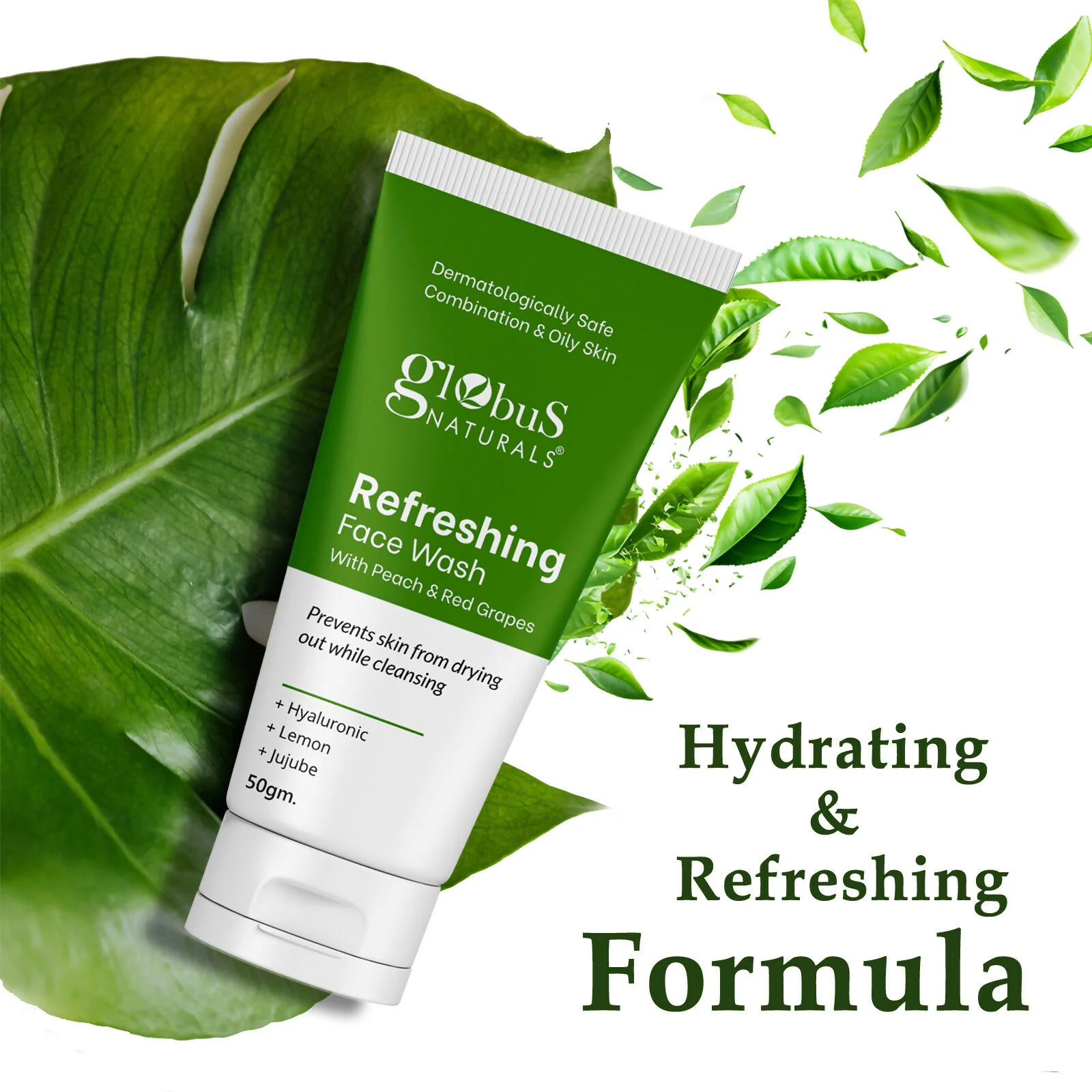 Globus Naturals Refreshing Face Wash with Peach & Red Grapes - Image 3
