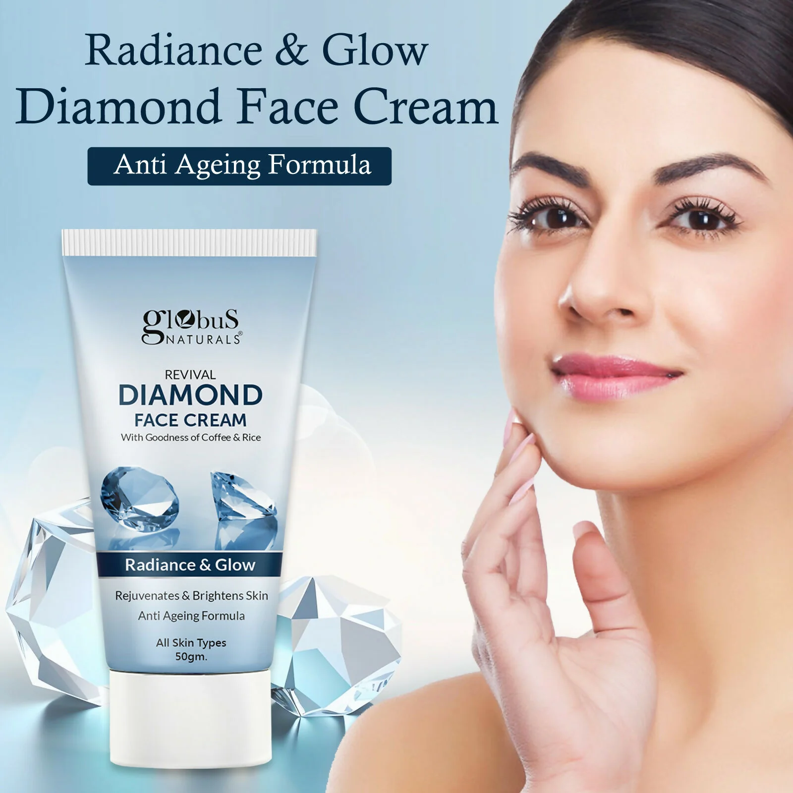 Globus Naturals Revival Diamond Face Cream, Suitable For All Skin Types - Image 3