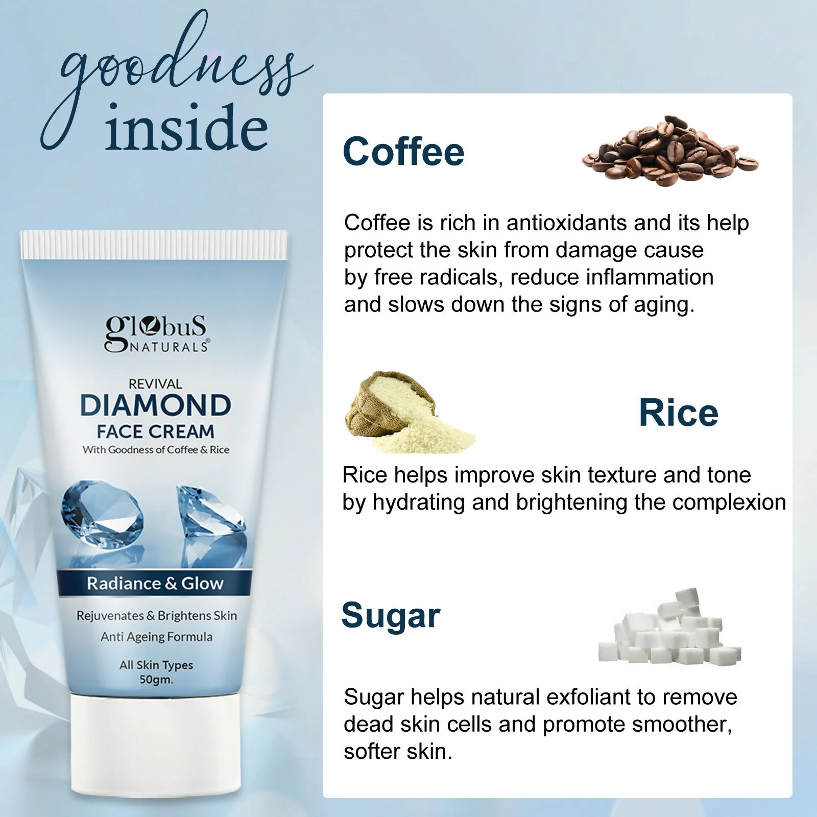 Globus Naturals Revival Diamond Face Cream, Suitable For All Skin Types - Image 8
