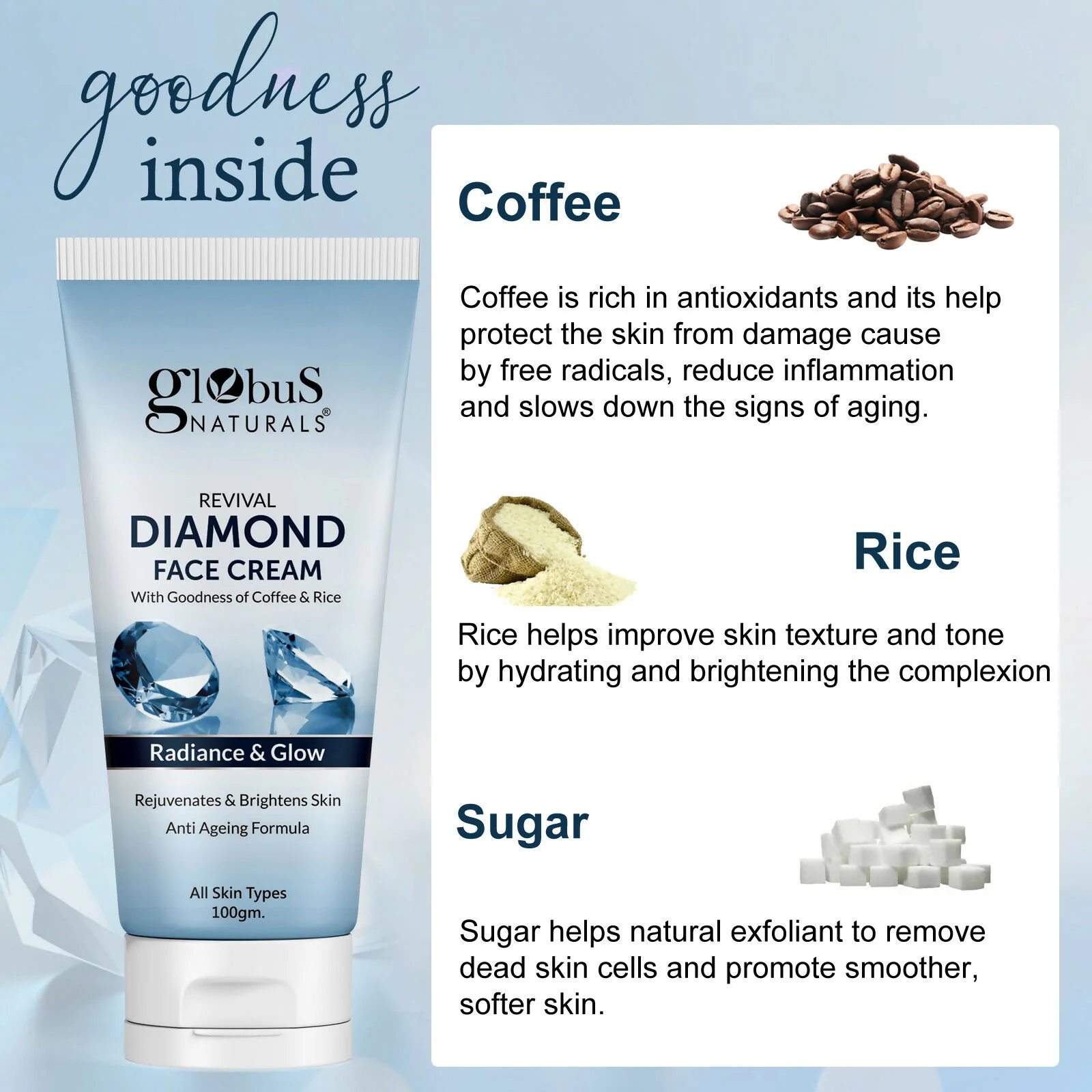 Globus Naturals Revival Diamond Face Cream, Suitable For All Skin Types - Image 6