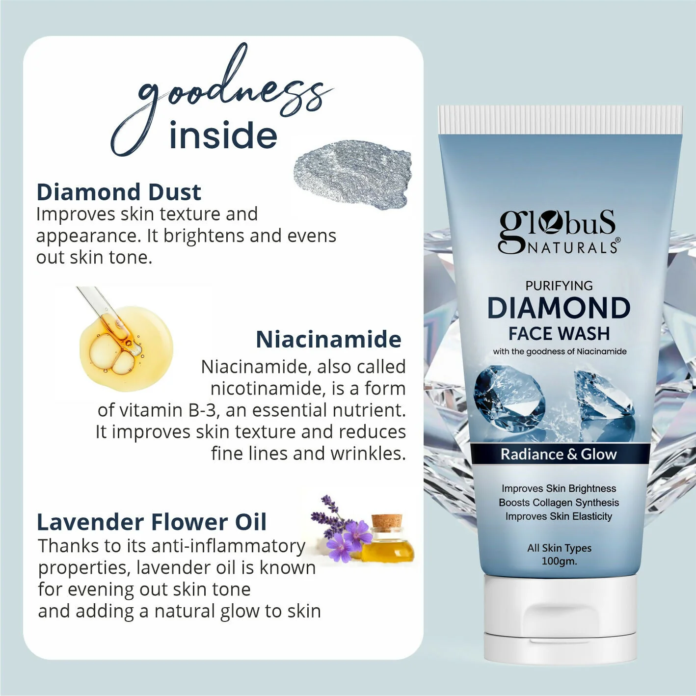 Globus Naturals Revival Diamond Face Wash, Suitable For All Skin Types - Image 6