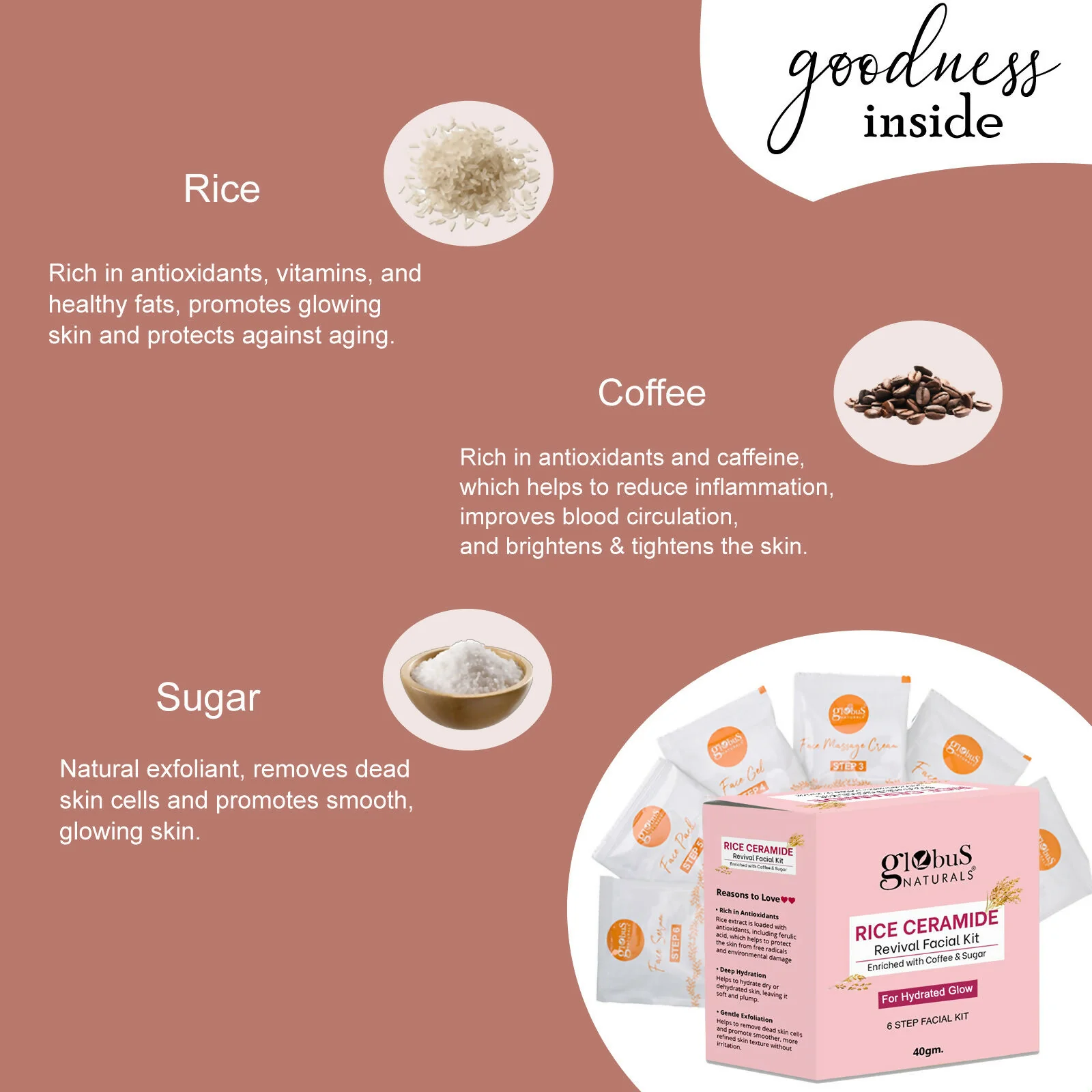 Globus Naturals Rice Ceramide 6 Step Facial Kit For Korean Glass Skin - Image 6