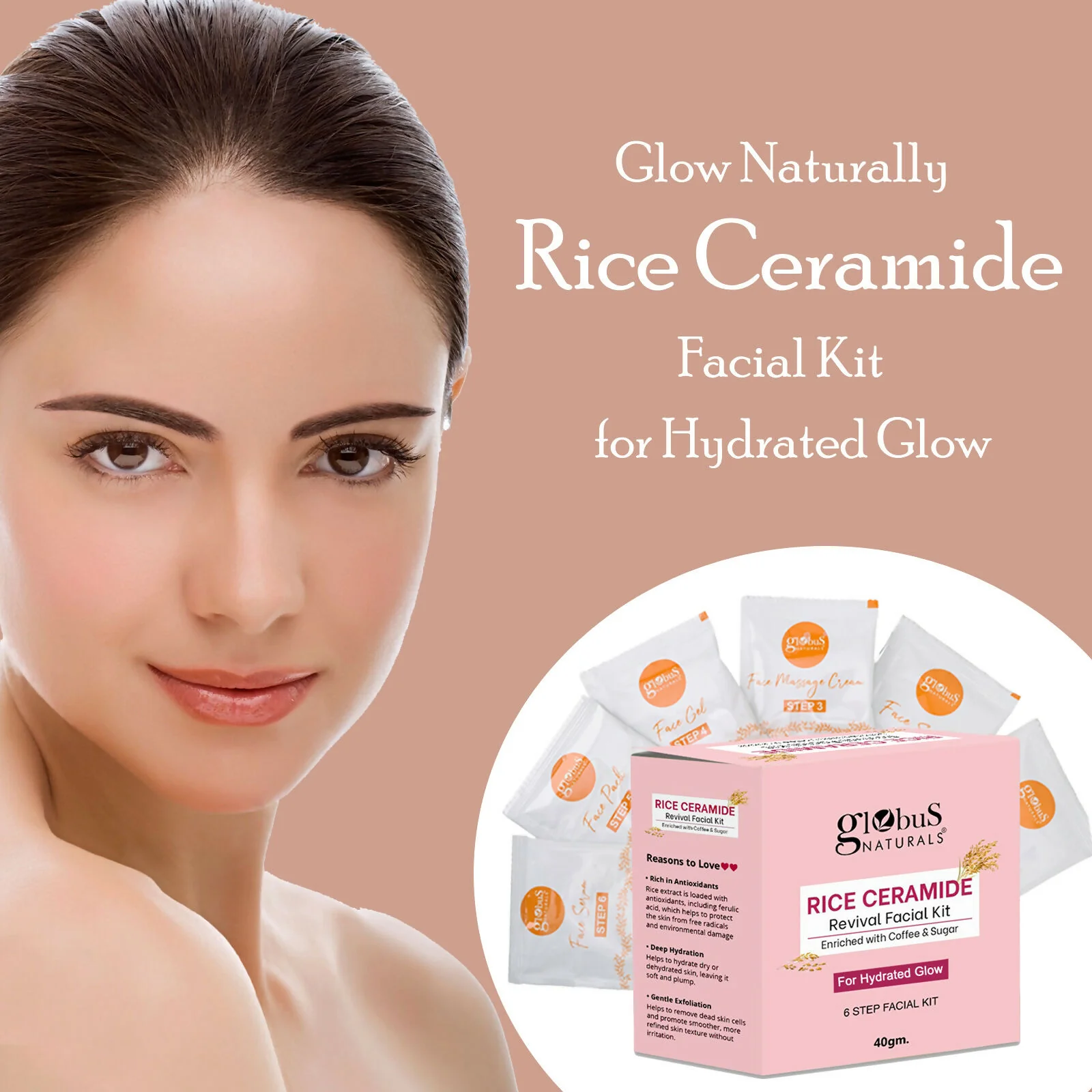 Globus Naturals Rice Ceramide 6 Step Facial Kit For Korean Glass Skin - Image 8