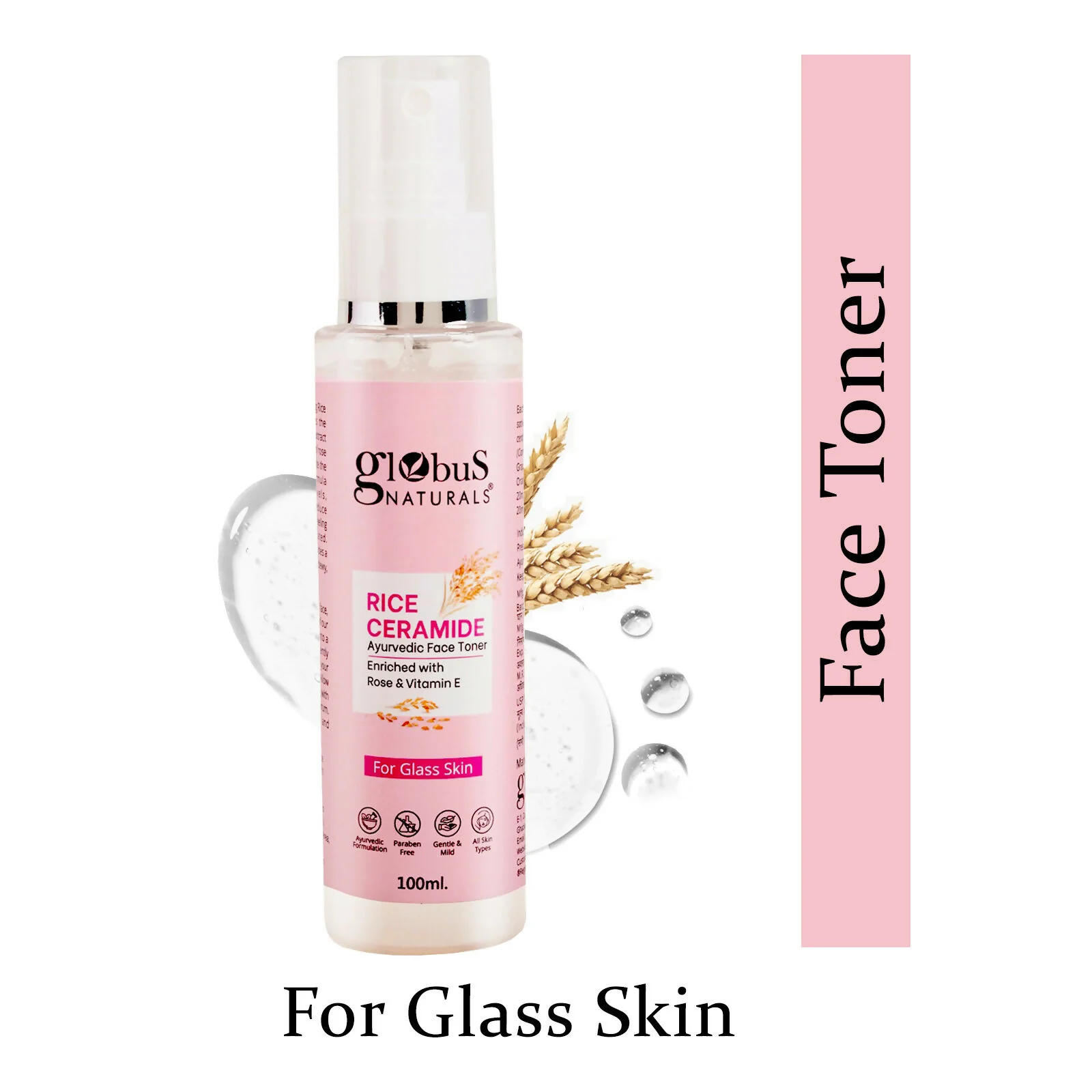 Globus Naturals Rice Ceramide Ayurvedic Face Toner, For Korean Glass Skin - Image 2