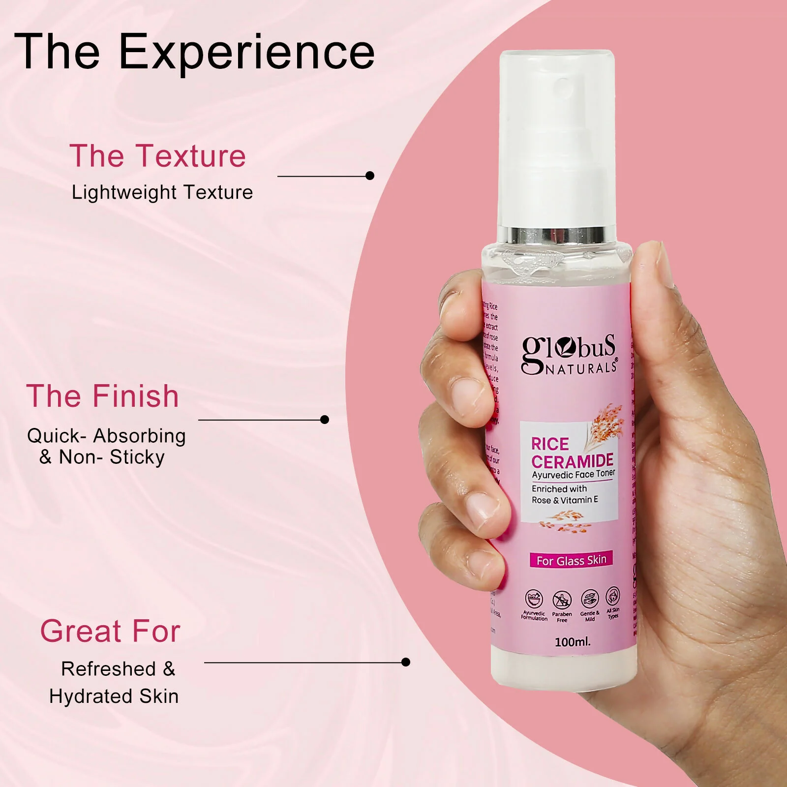 Globus Naturals Rice Ceramide Ayurvedic Face Toner, For Korean Glass Skin - Image 6