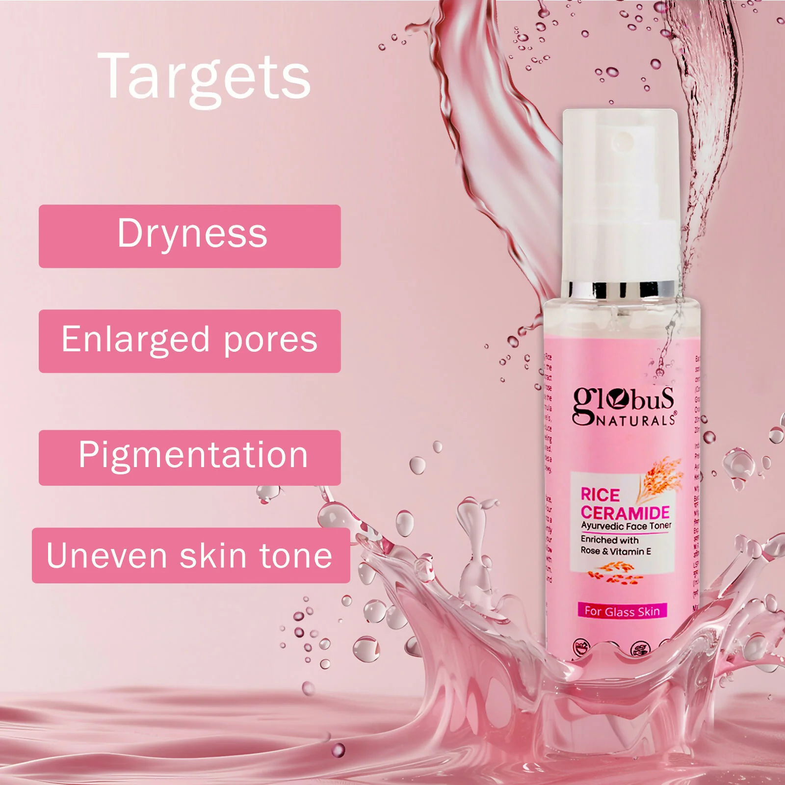 Globus Naturals Rice Ceramide Ayurvedic Face Toner, For Korean Glass Skin - Image 7