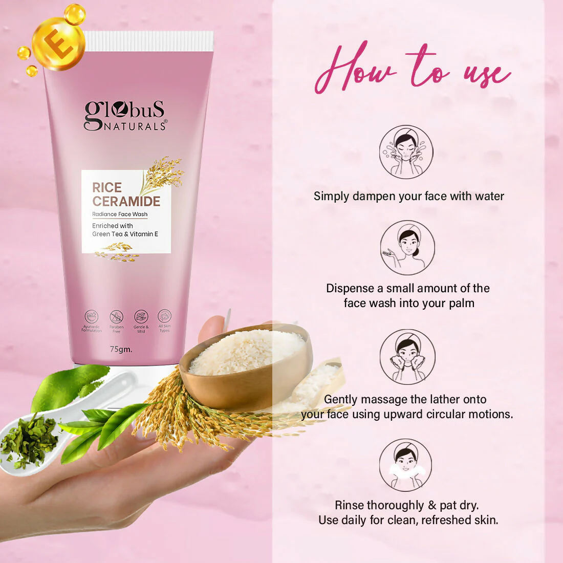 Globus Naturals Rice Ceramide Face Wash - Image 6