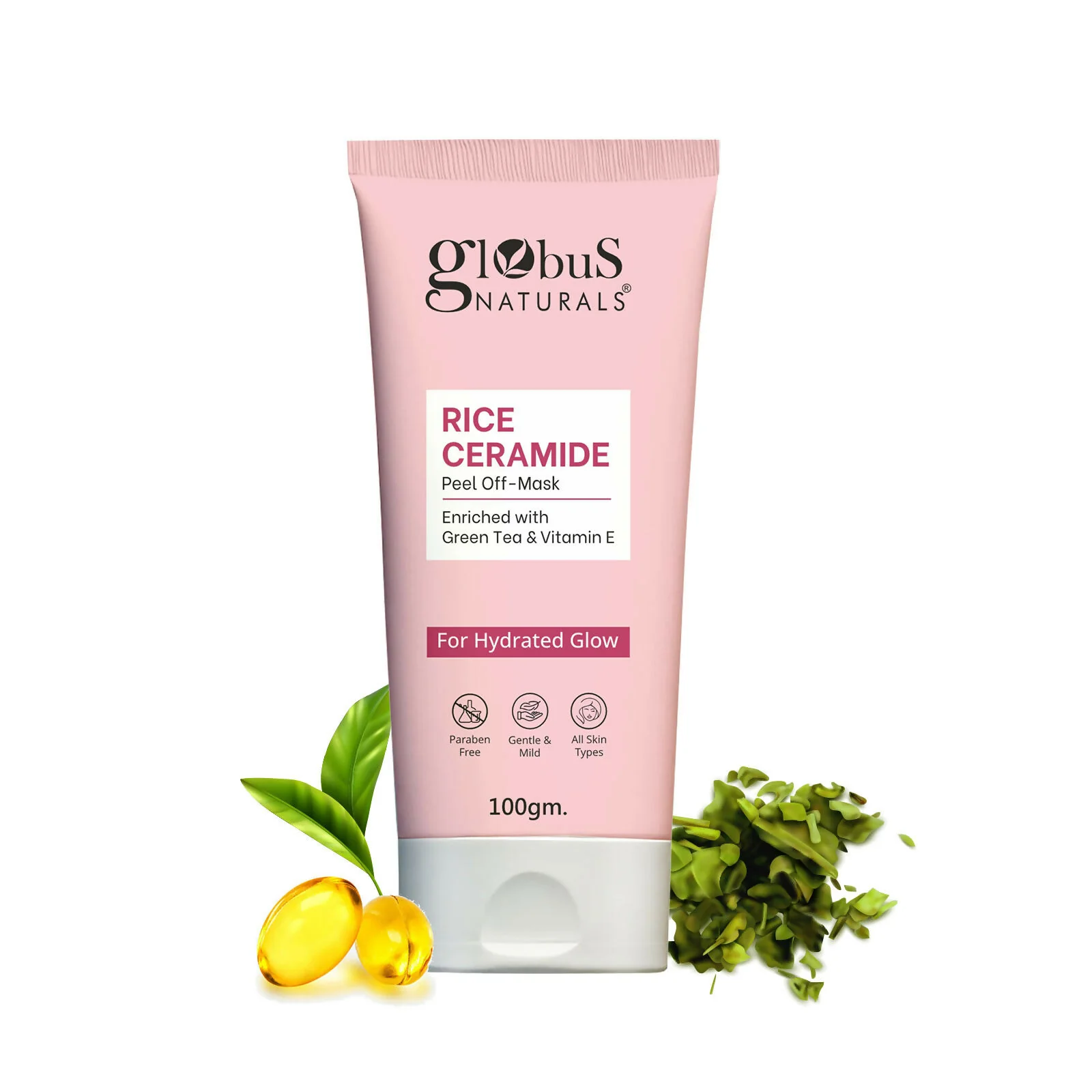 Globus Naturals Rice Ceramide Peel Off Mask, For Hydrated Glow Skin - Image 2