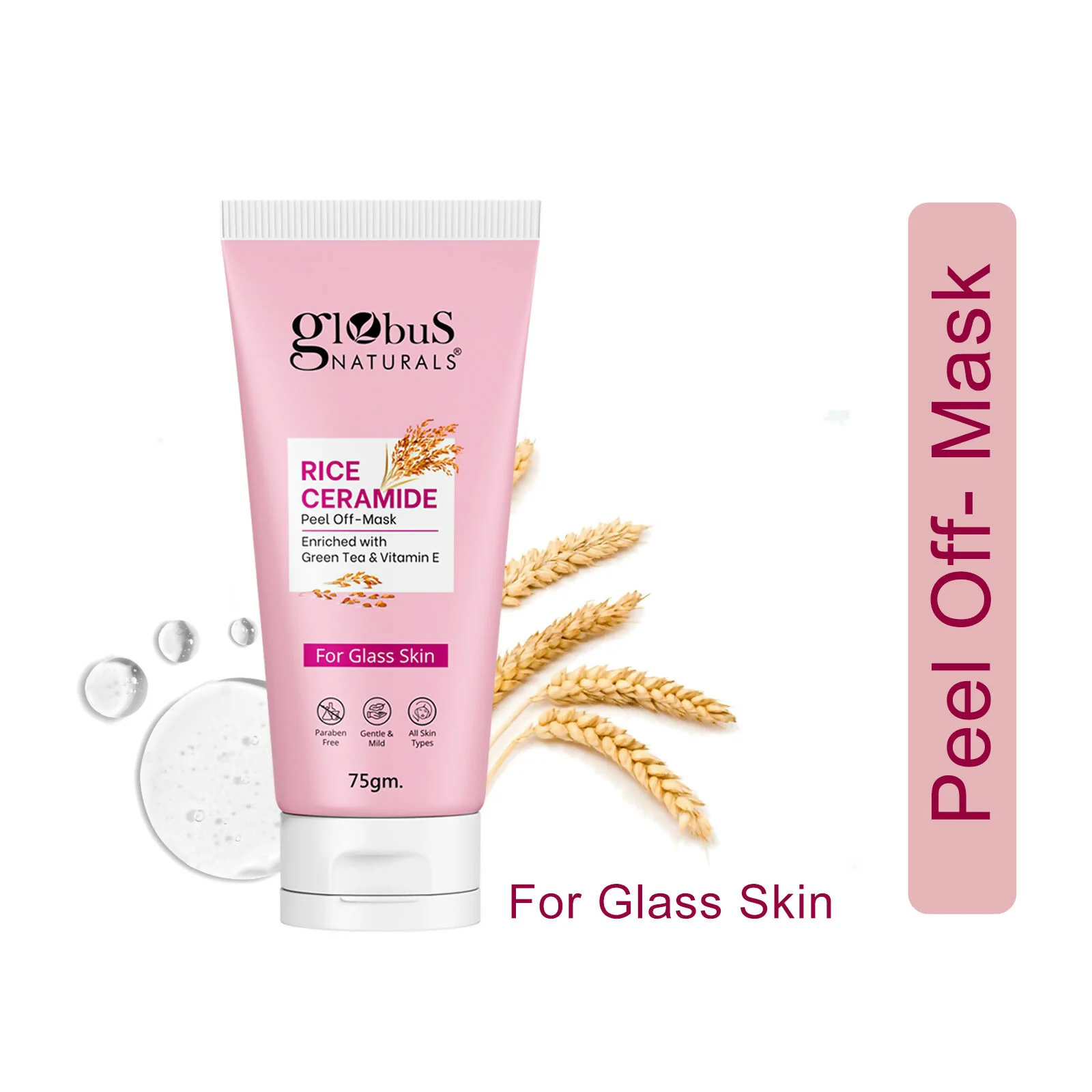 Globus Naturals Rice Ceramide Peel Off Mask, For Korean Glass Skin - Image 3