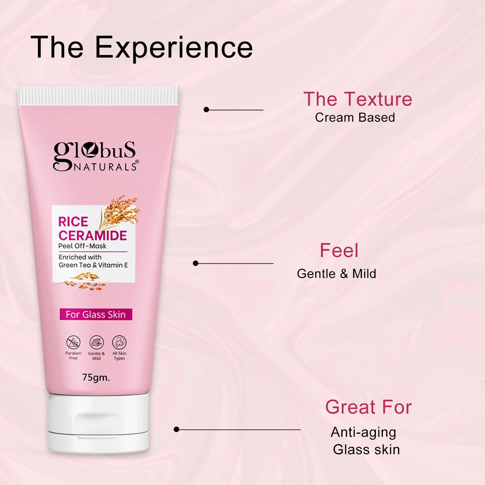 Globus Naturals Rice Ceramide Peel Off Mask, For Korean Glass Skin - Image 8