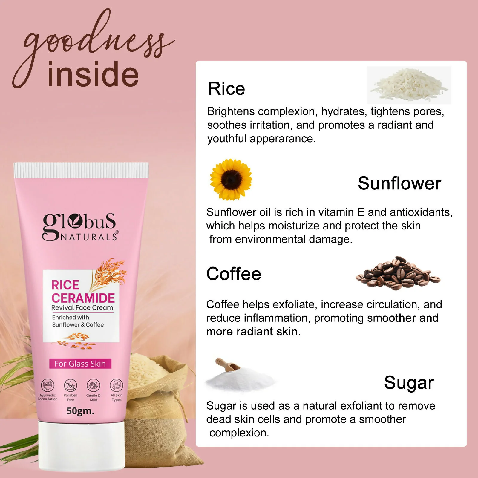 Globus Naturals Rice Ceramide Revival Face Cream - Image 7
