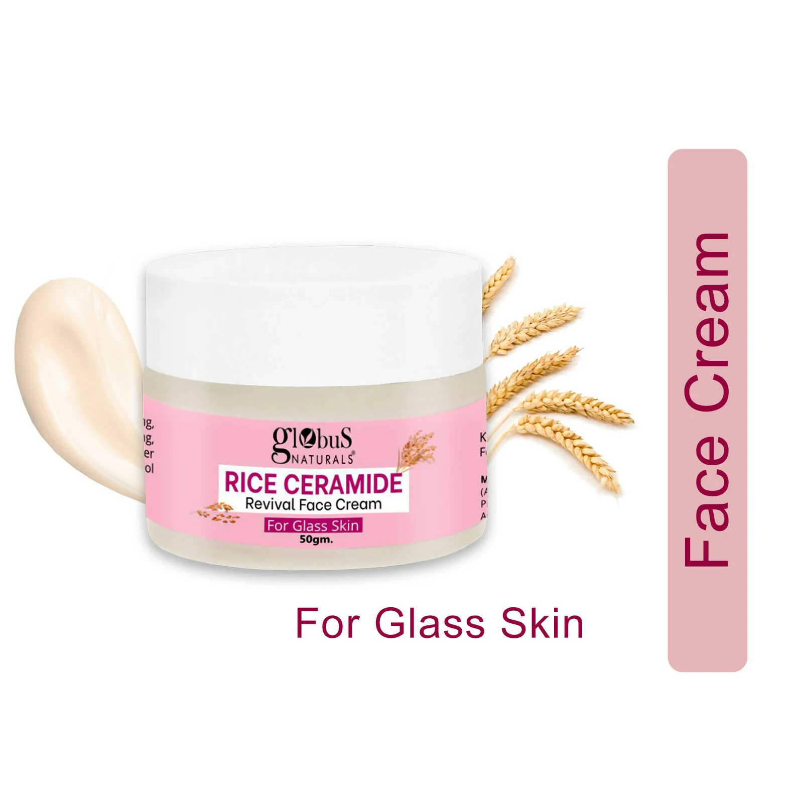 Globus Naturals Rice Ceramide Revival Face Cream, For Korean Glass Skin - Image 2