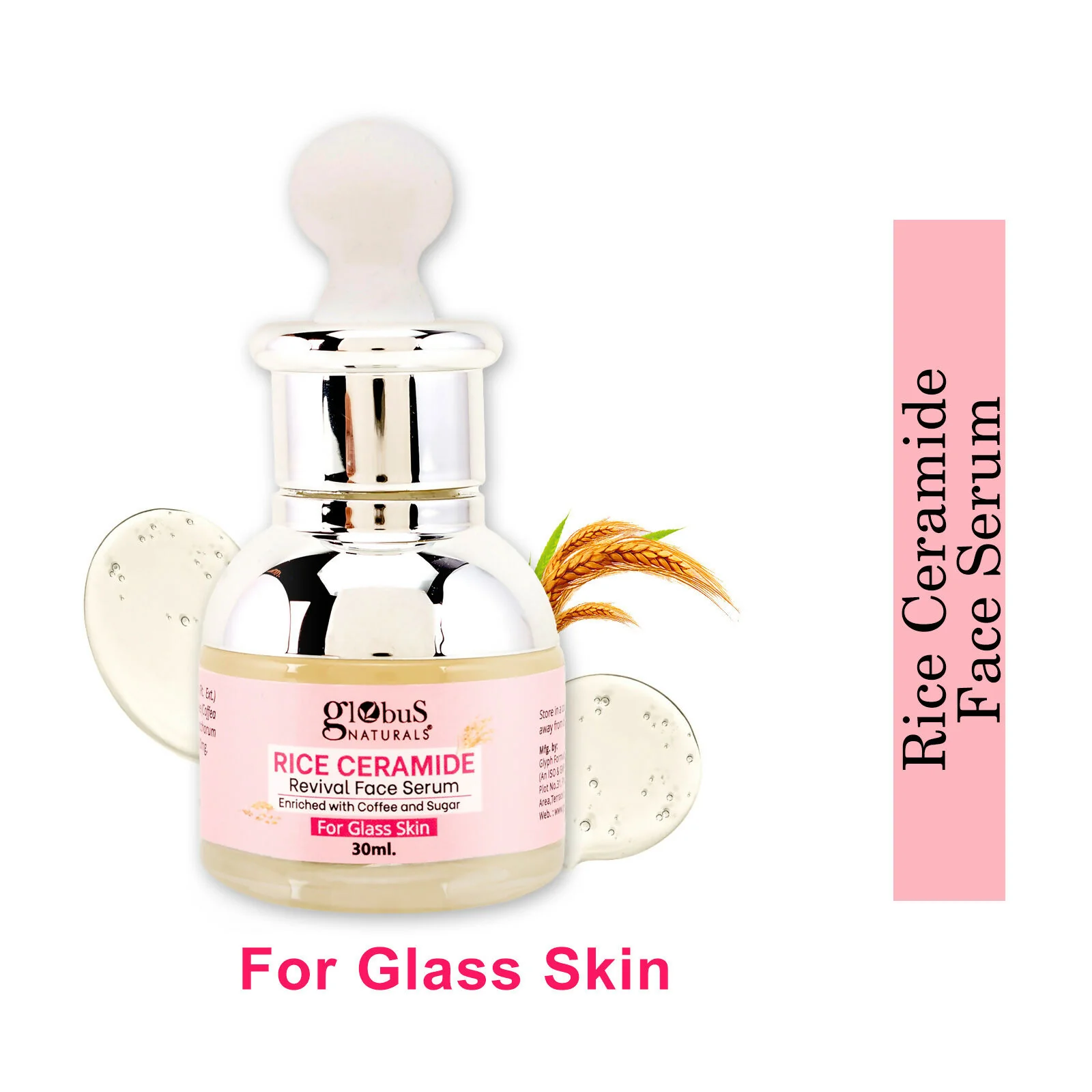 Globus Naturals Rice Ceramide Revival Face Serum, For Korean Glass Skin - Image 2