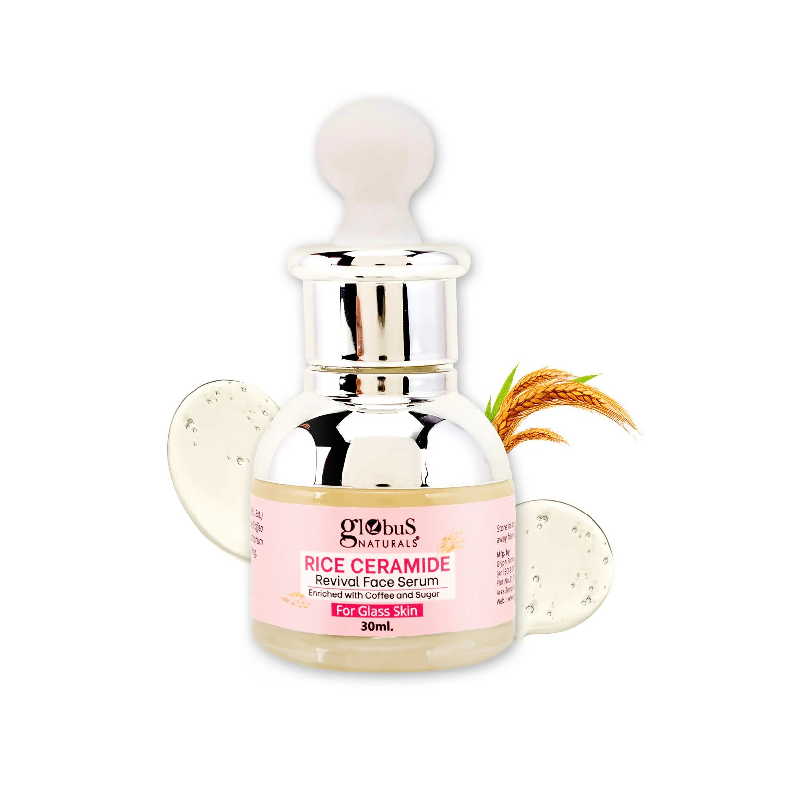 Globus Naturals Rice Ceramide Revival Face Serum, For Korean Glass Skin - Image 3