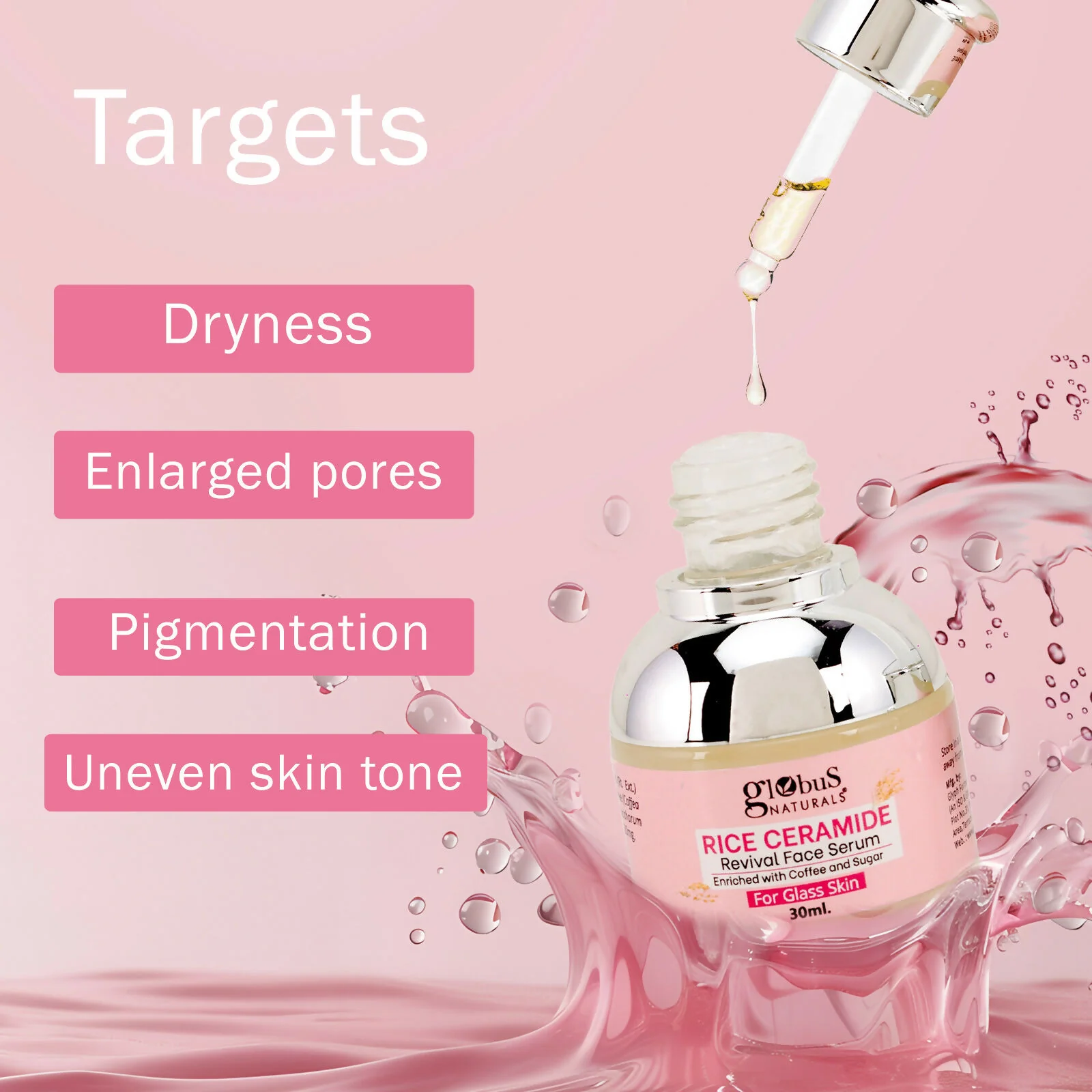 Globus Naturals Rice Ceramide Revival Face Serum, For Korean Glass Skin - Image 6