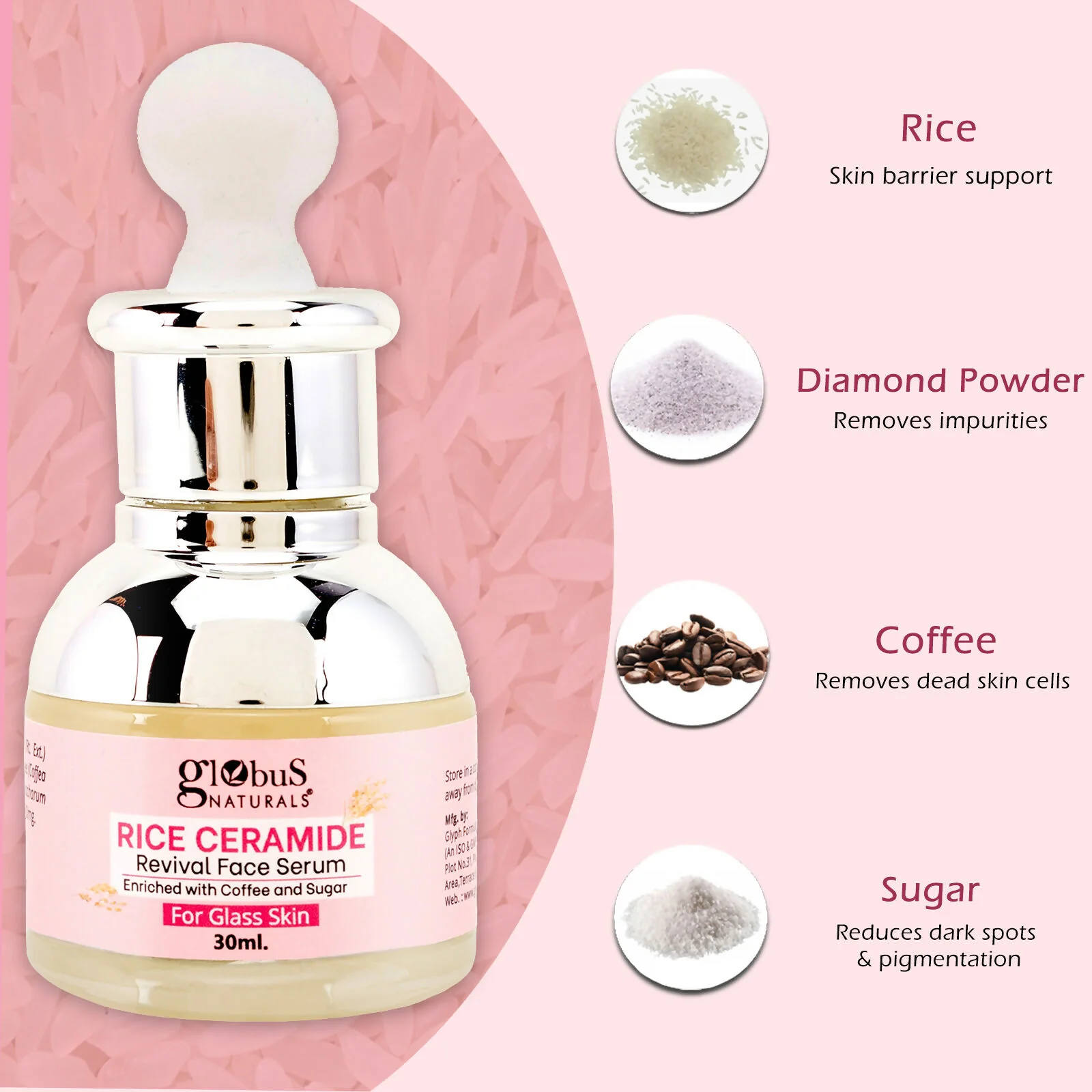 Globus Naturals Rice Ceramide Revival Face Serum, For Korean Glass Skin - Image 7