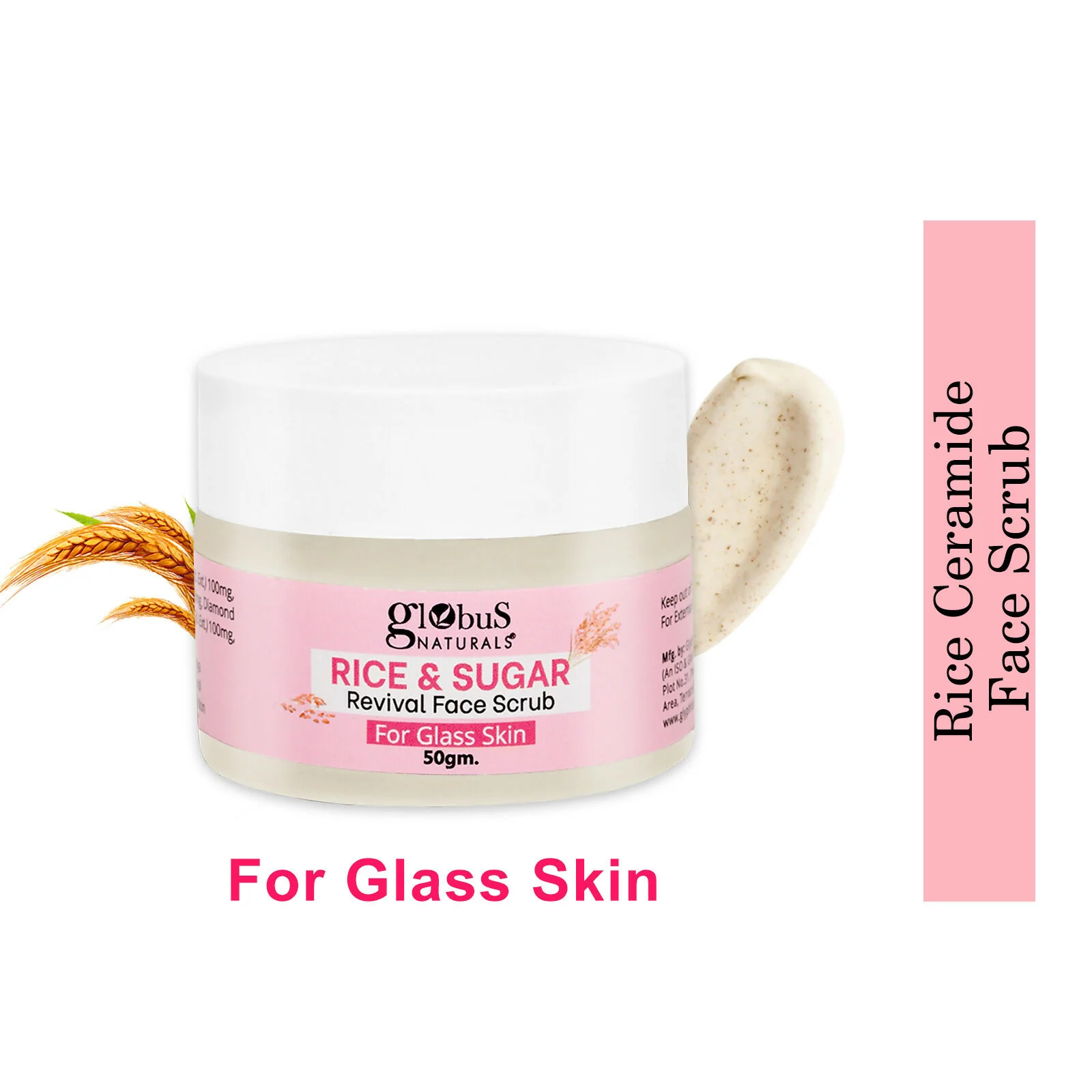 Globus Naturals Rice & Sugar Revival Face Scrub, For Korean Glass Skin - Image 2