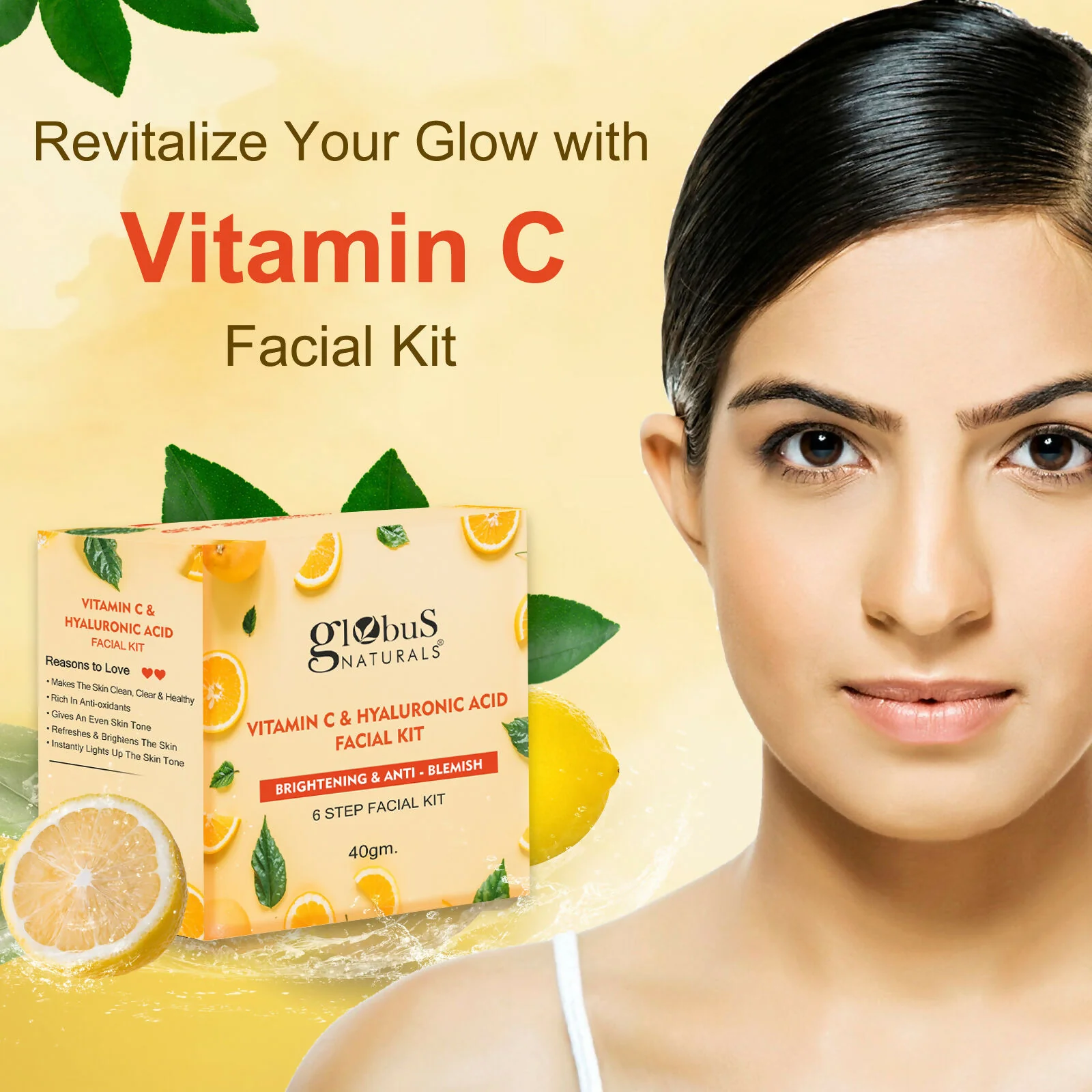 Globus Naturals Vitamin C & Hyaluronic Acid Facial Kit - Image 4