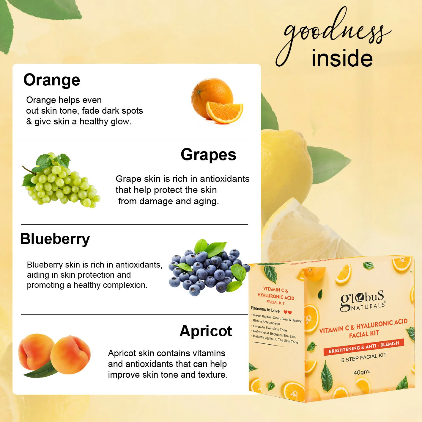 Globus Naturals Vitamin C & Hyaluronic Acid Facial Kit - Image 5