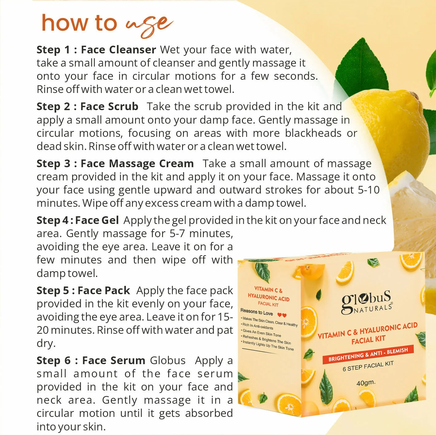 Globus Naturals Vitamin C & Hyaluronic Acid Facial Kit - Image 7