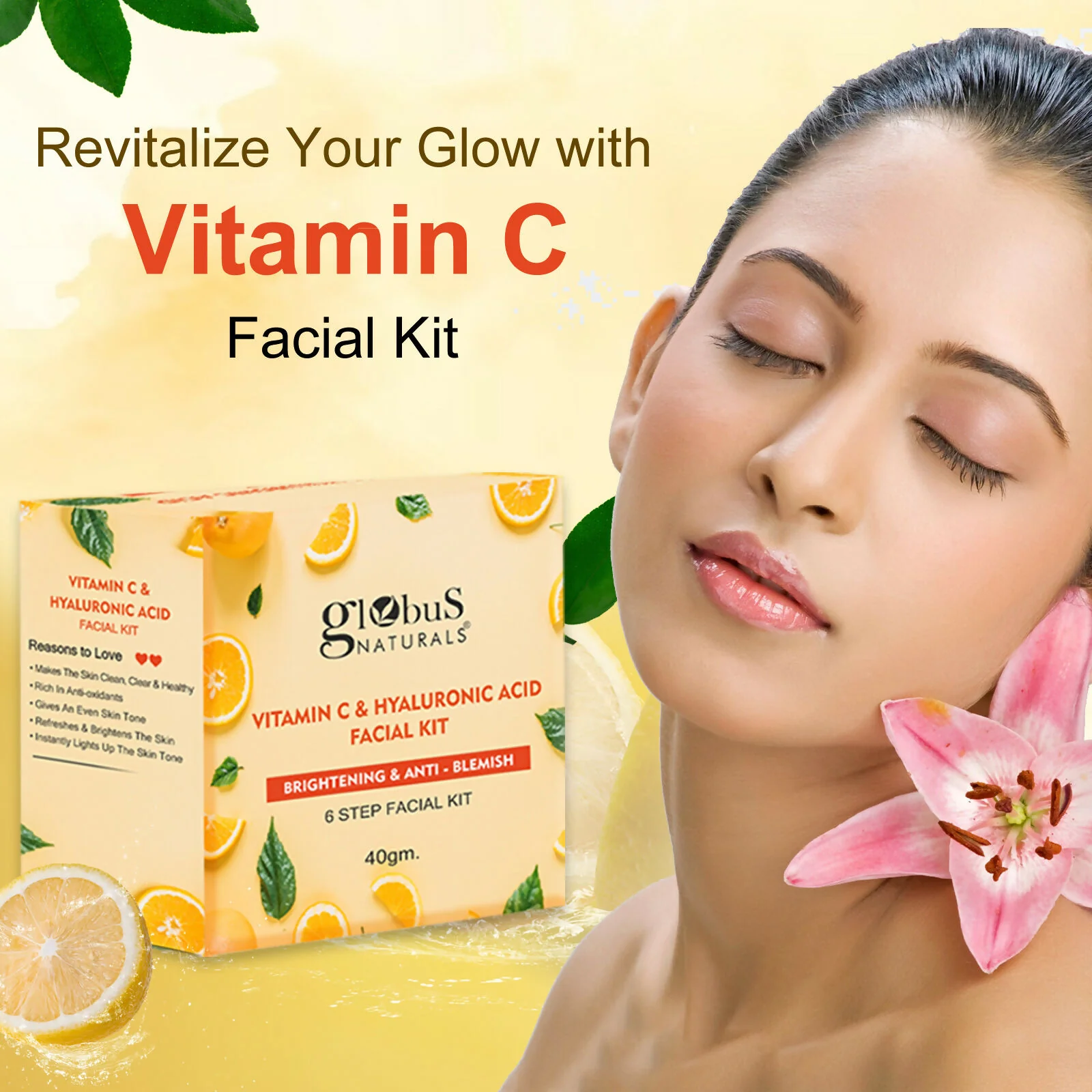Globus Naturals Vitamin C & Hyaluronic Acid Facial Kit - Image 8
