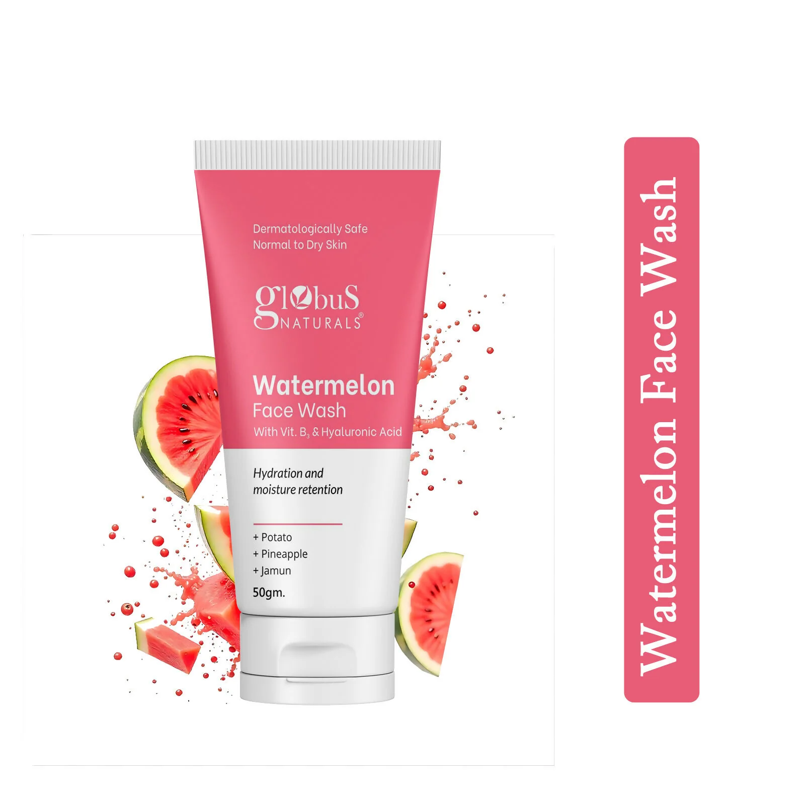 Globus Naturals Watermelon Face Wash with Vitamin B3 & Hyaluronic Acid - Image 2