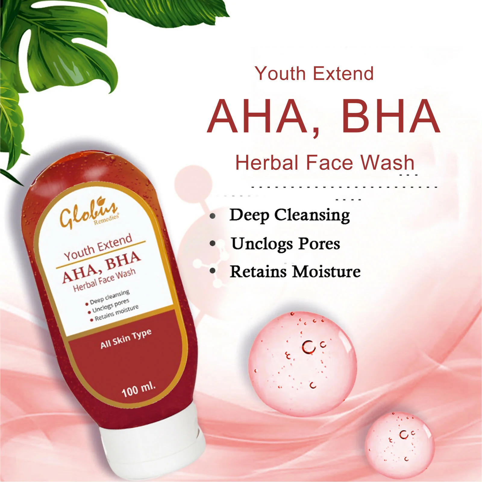 Globus Remedies AHA BHA & Kojic Acid Face Wash, For Skin Brightening - Image 2