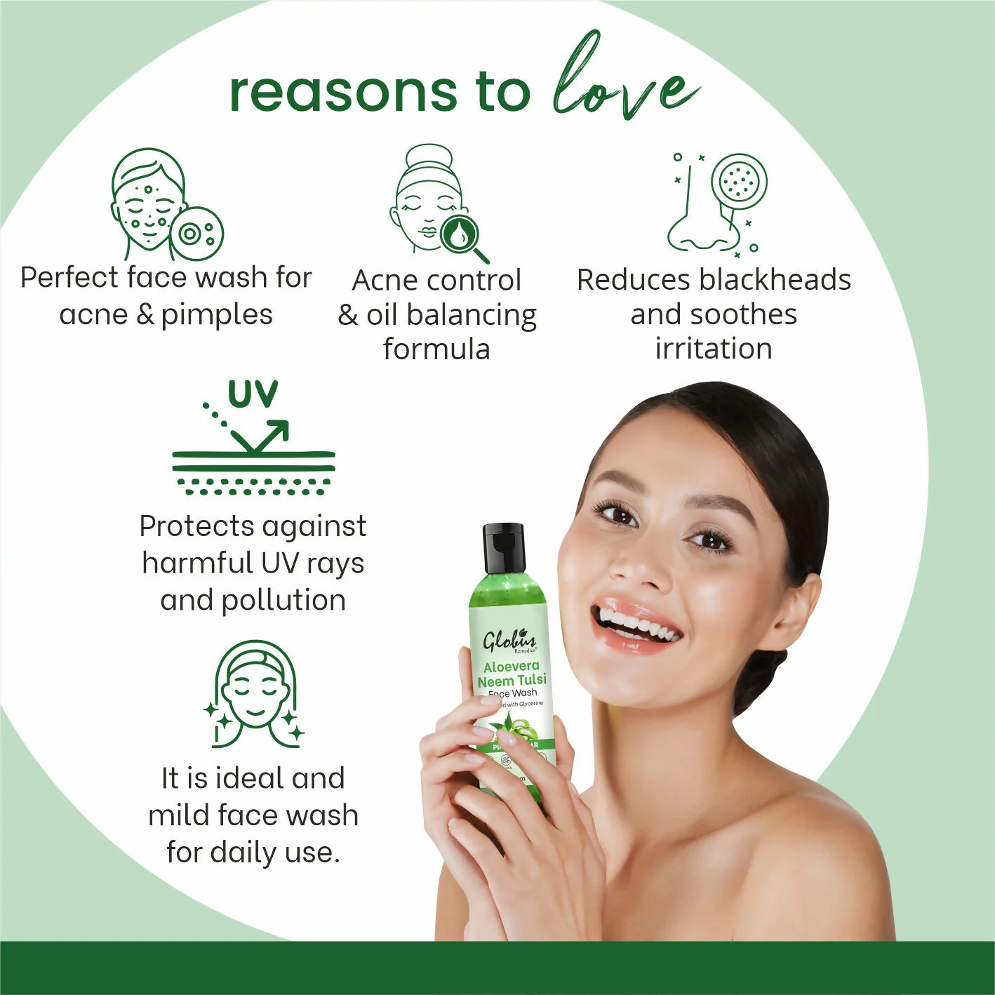 Globus Remedies Aloe vera Neem Tulsi Enriched With Glycerin & Oil Control Formula - Image 7
